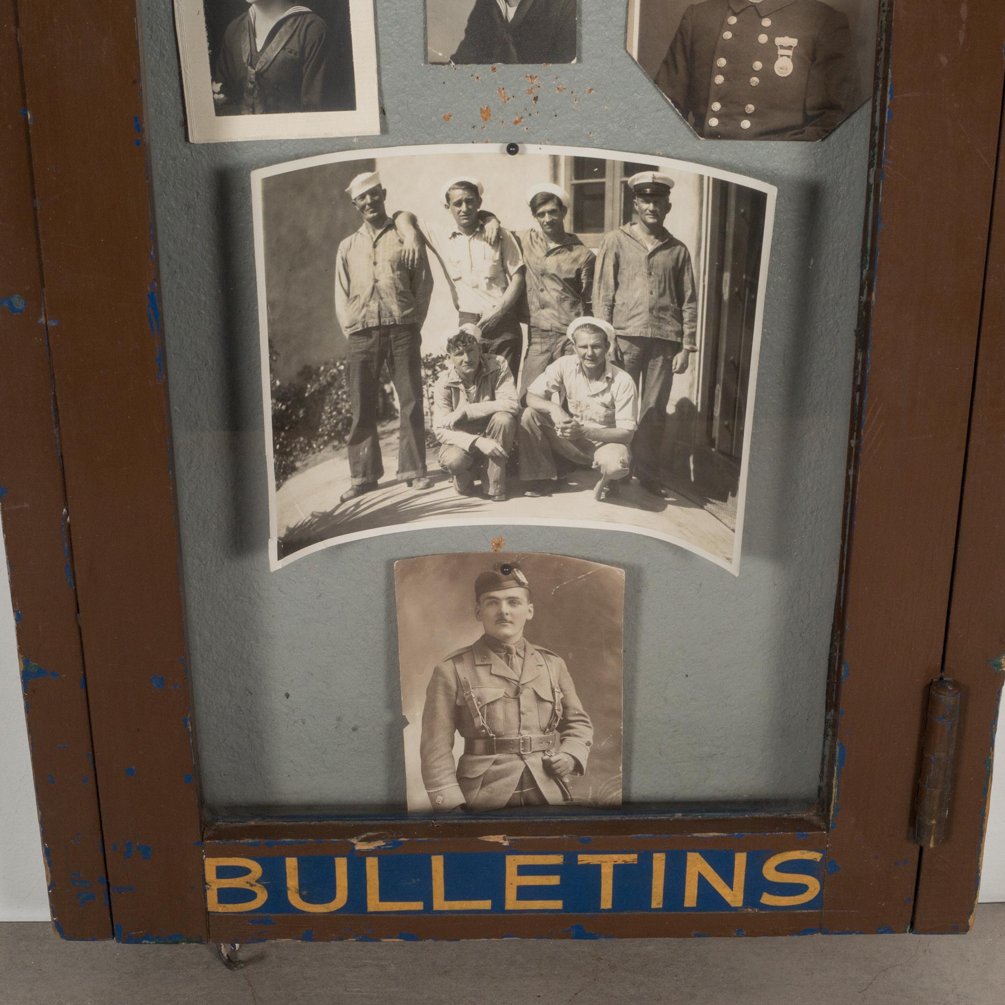 20th Century Early 20th C. Church Bulletin Board with WW2 Photos, c.1940