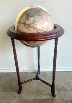 Antique Globe on Mahogany Stand, American Classical Style, 1940s