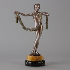 Frühes 20. Jahrhundert Kaltbemalte österreichische Bronze mit dem Titel „Garland Dancer“ von Lorenzl