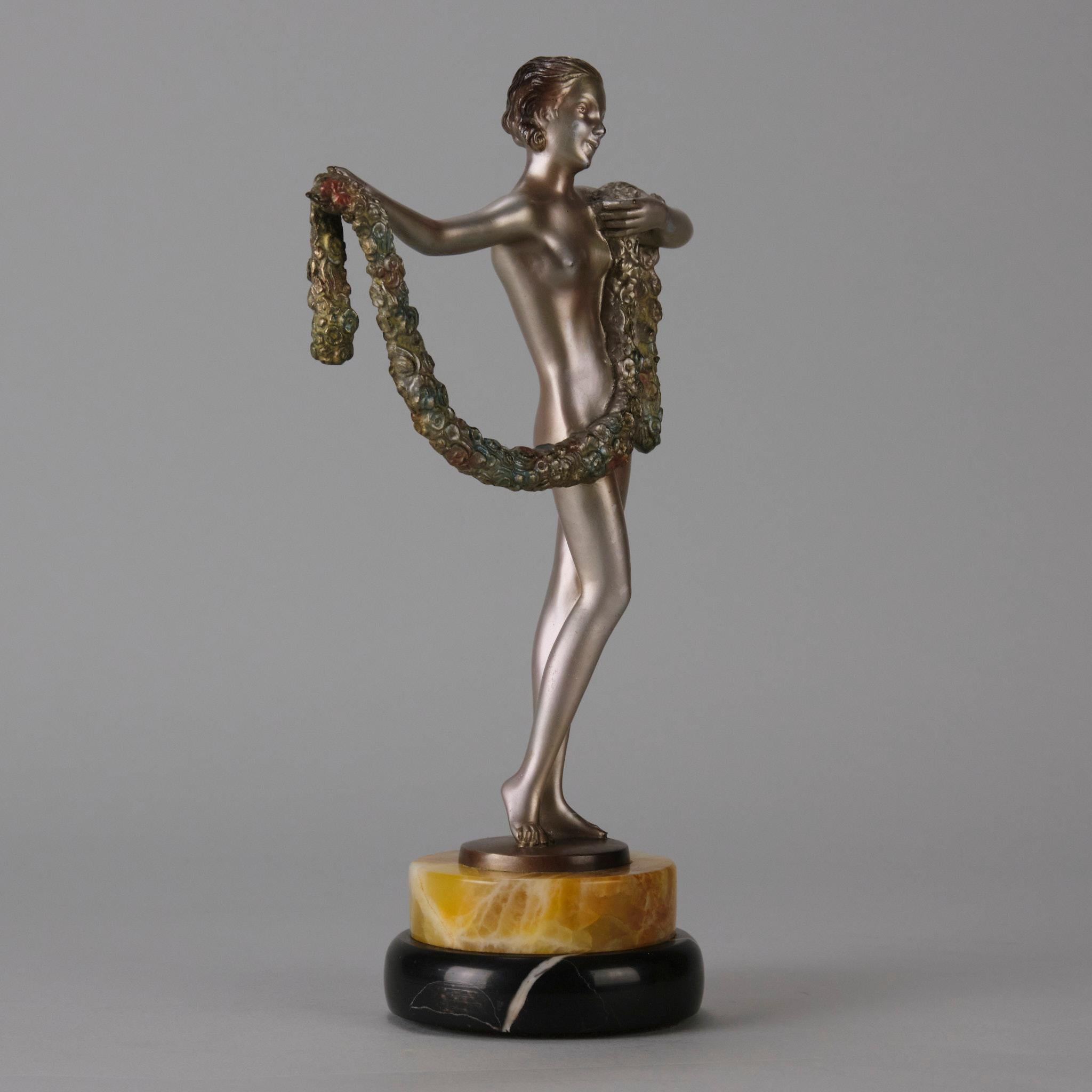Art Deco Early 20th C Cold-Painted Austrian Bronze Entitled 