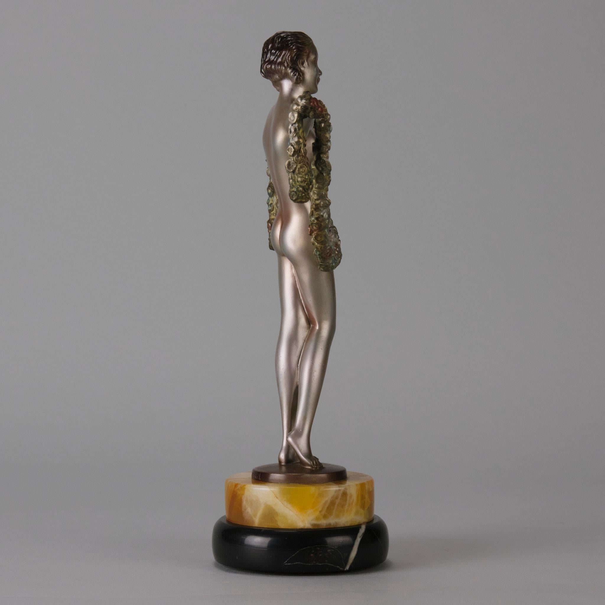 Cast Early 20th C Cold-Painted Austrian Bronze Entitled 