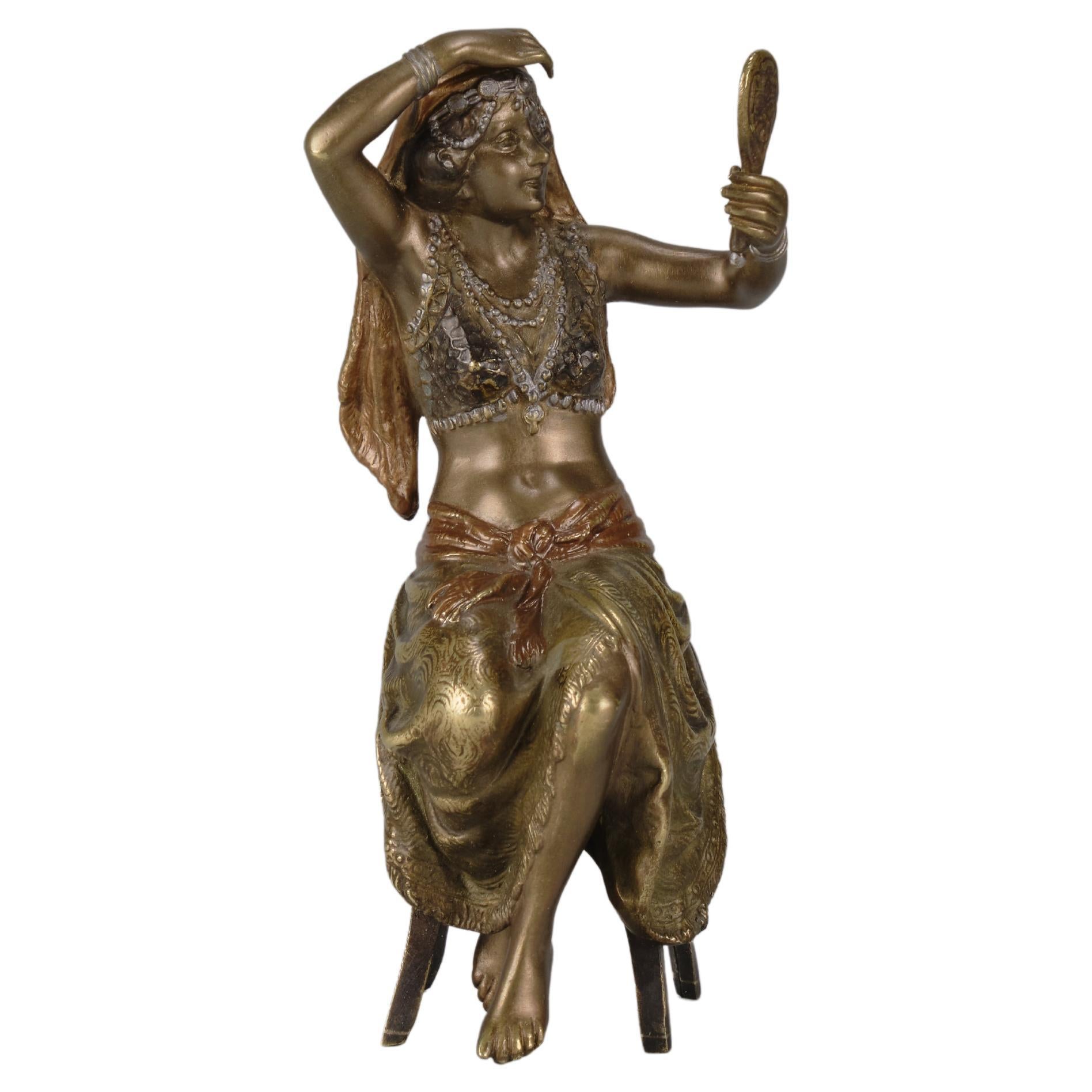 Isaac Maimon Cold Painted Bronze Sculpture Seated Woman For Sale at 1stDibs