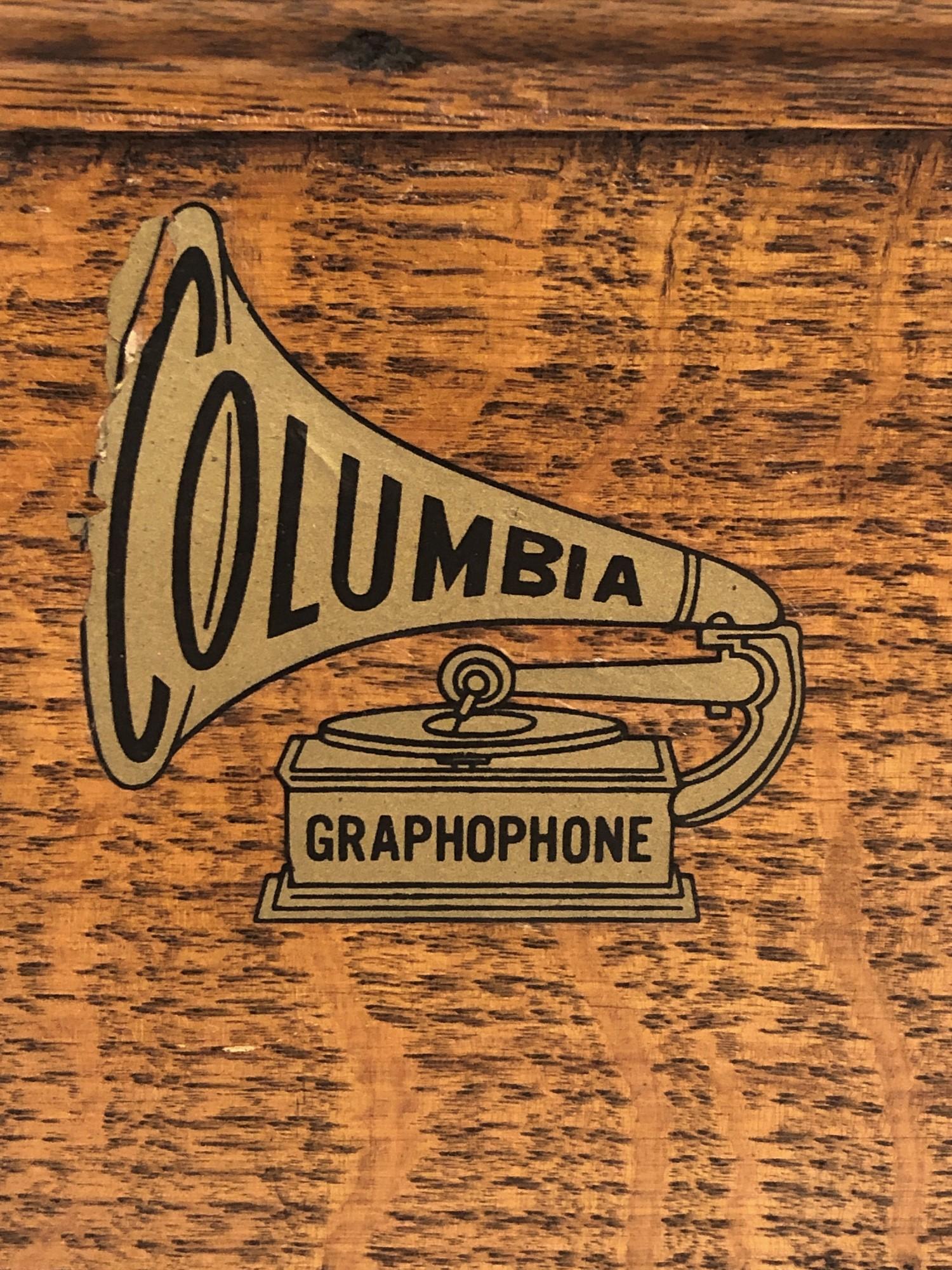 Industrial Early 20th C. Columbia Graphophone w/ 5 Records & Horn