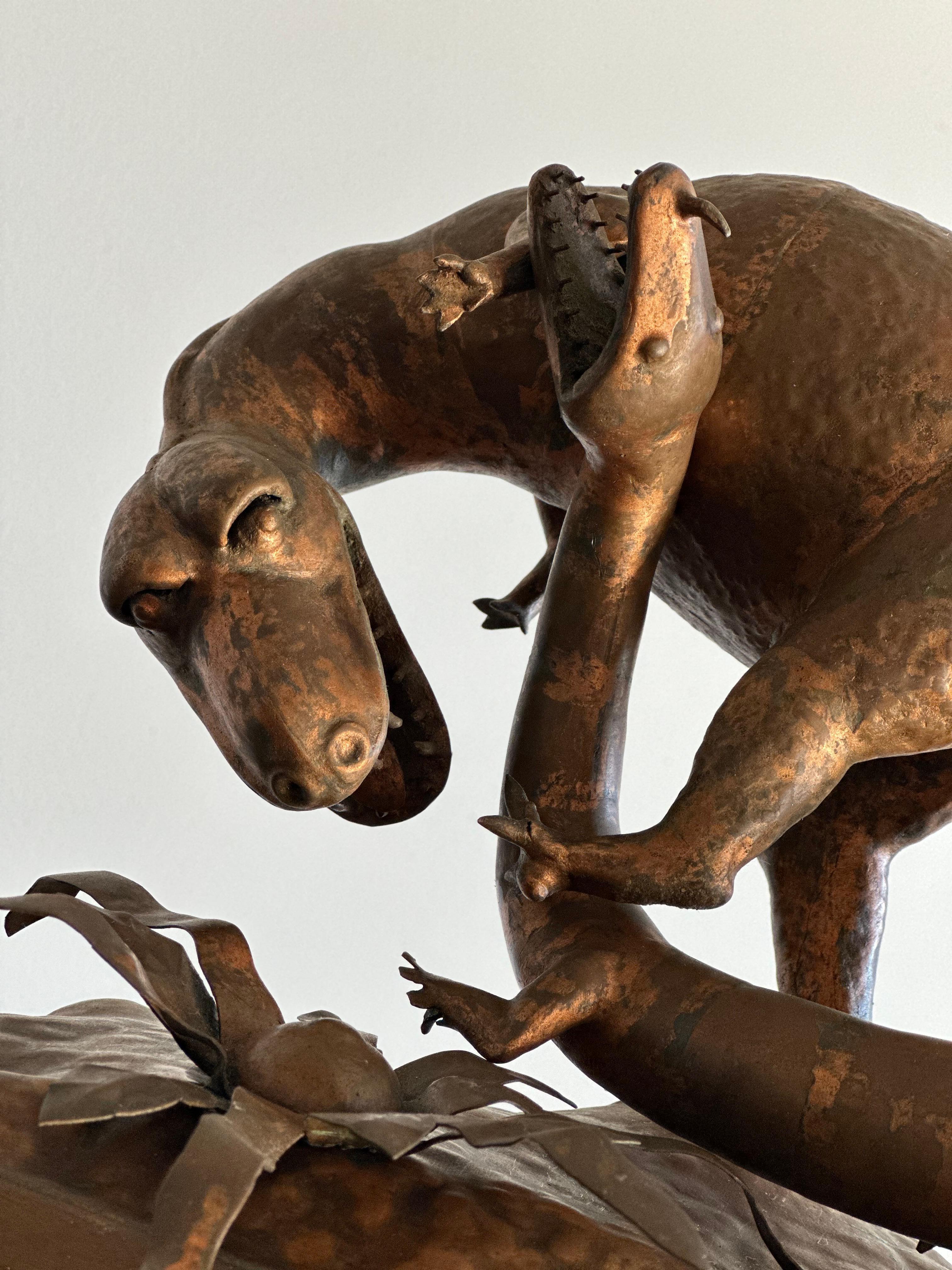Dinosaurier-Diorama aus Kupfer aus dem frühen 20.  im Angebot 6