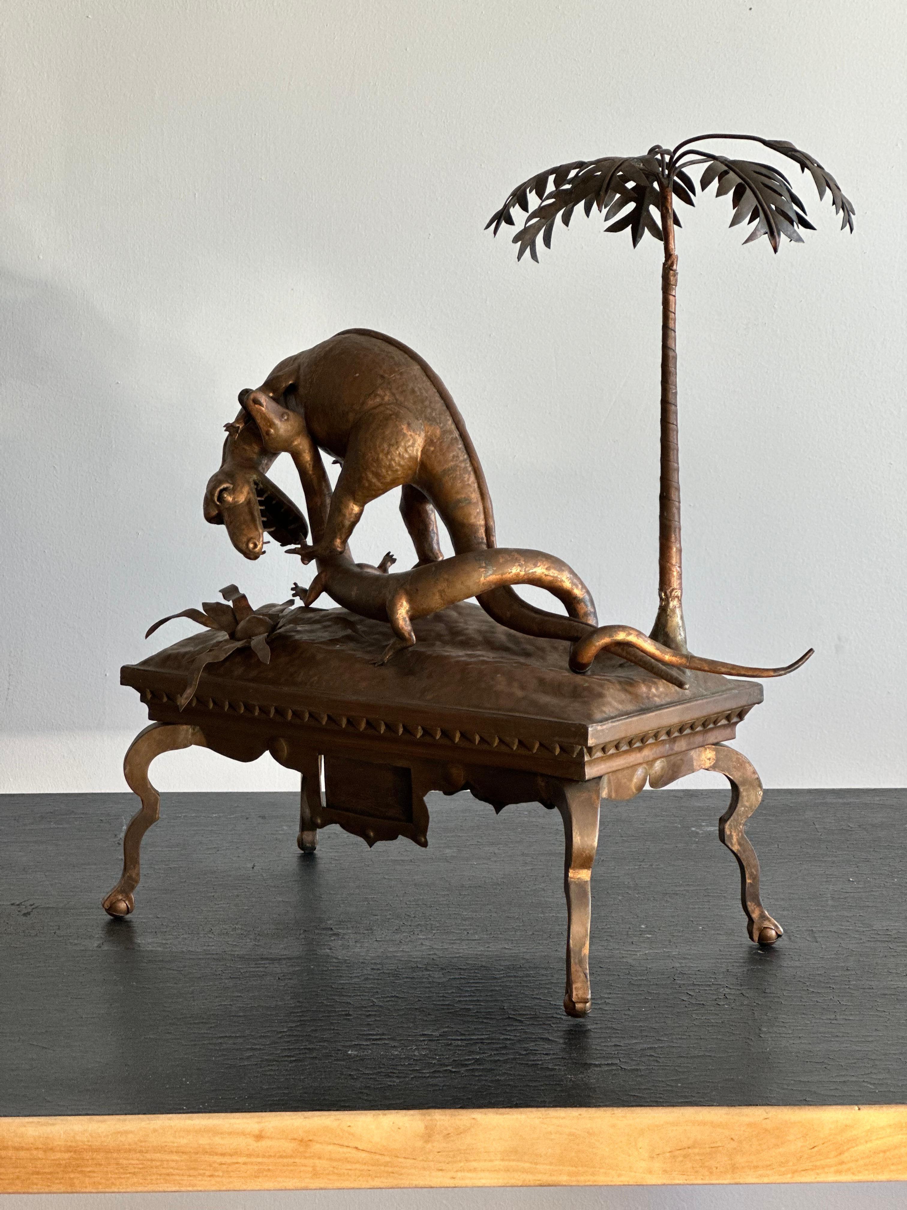 Dinosaurier-Diorama aus Kupfer aus dem frühen 20.  im Angebot 3