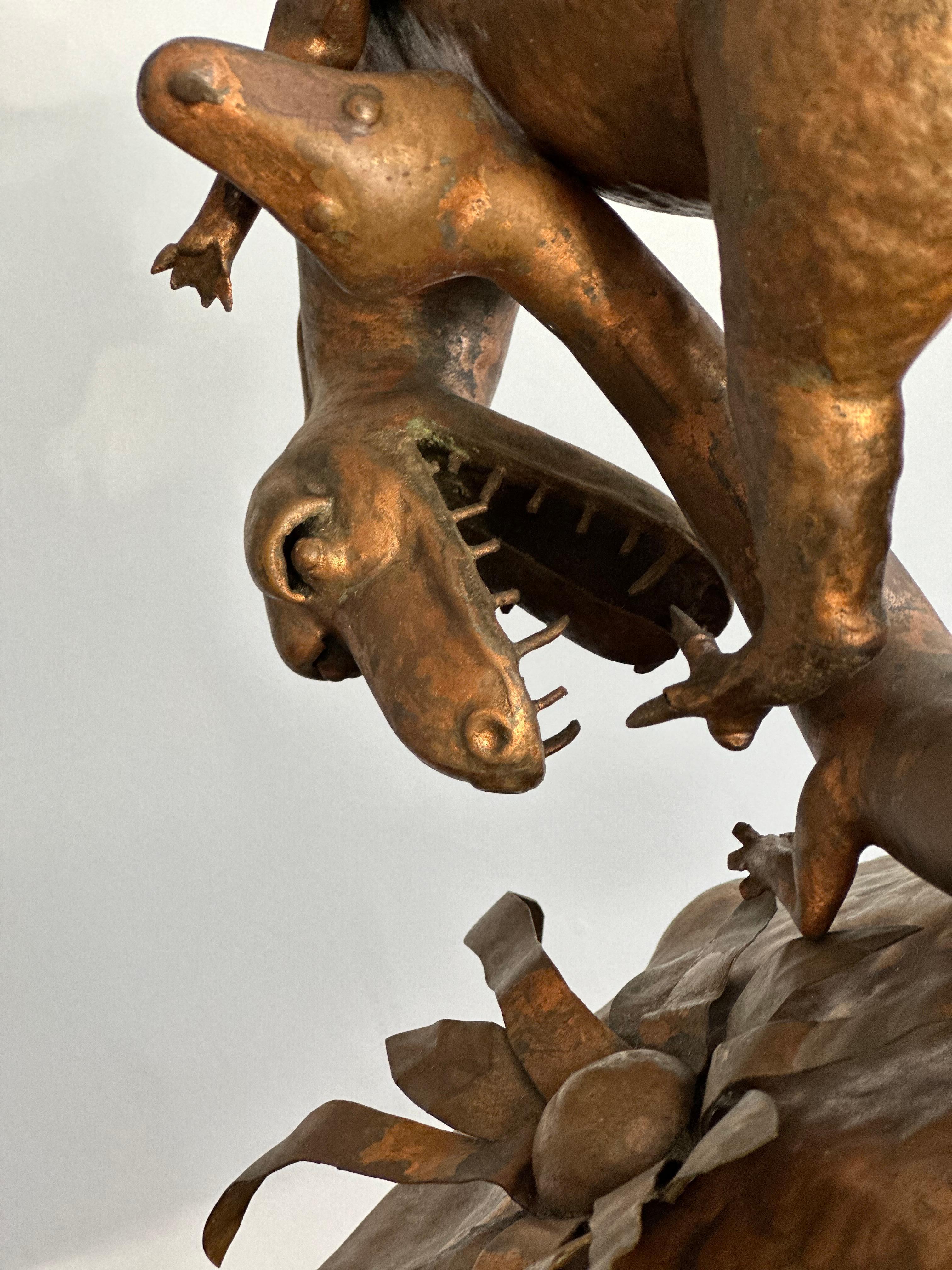 Dinosaurier-Diorama aus Kupfer aus dem frühen 20.  im Angebot 4