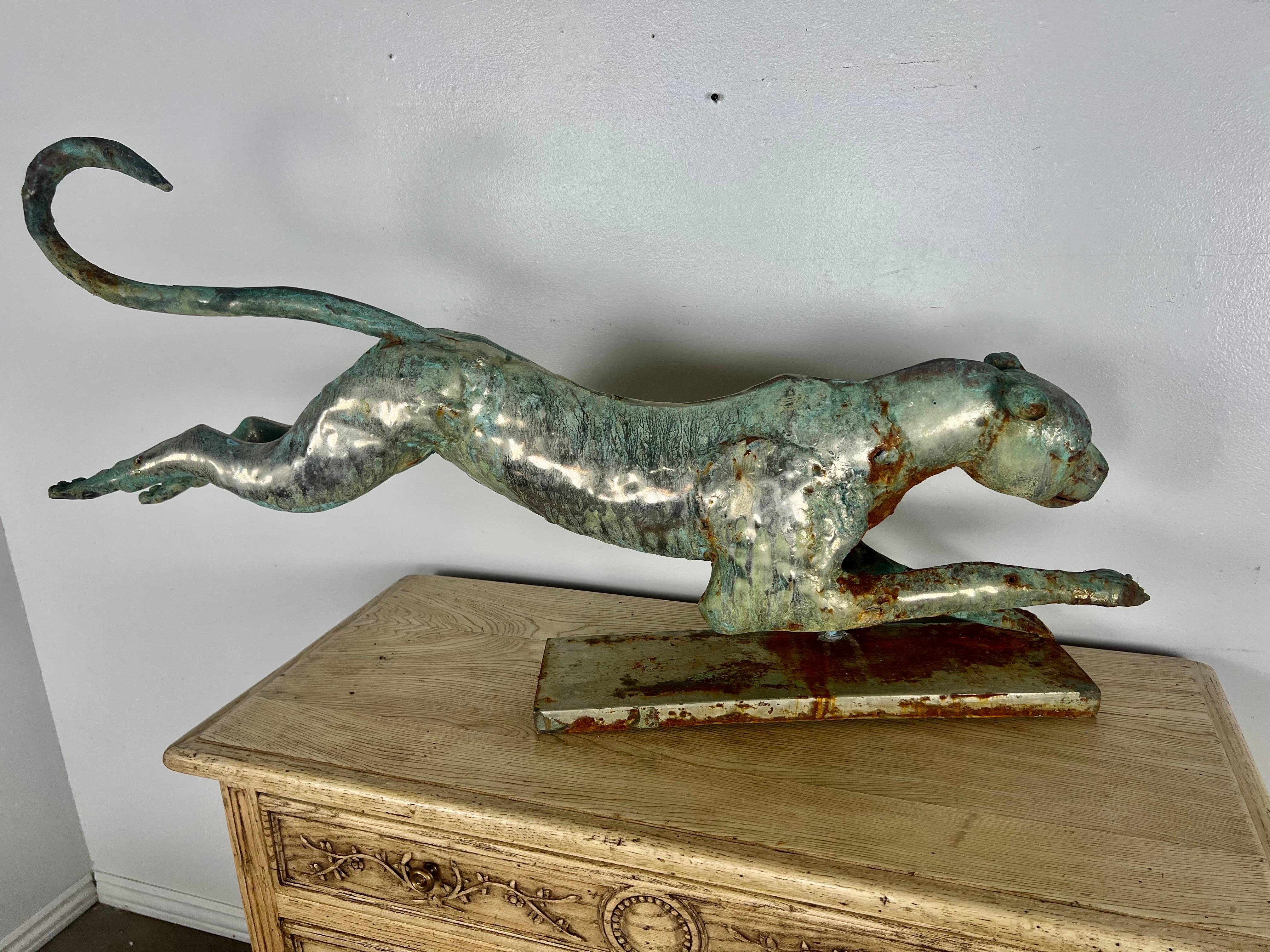 Early 20th C. Copper Finished Cheetah on Base 4