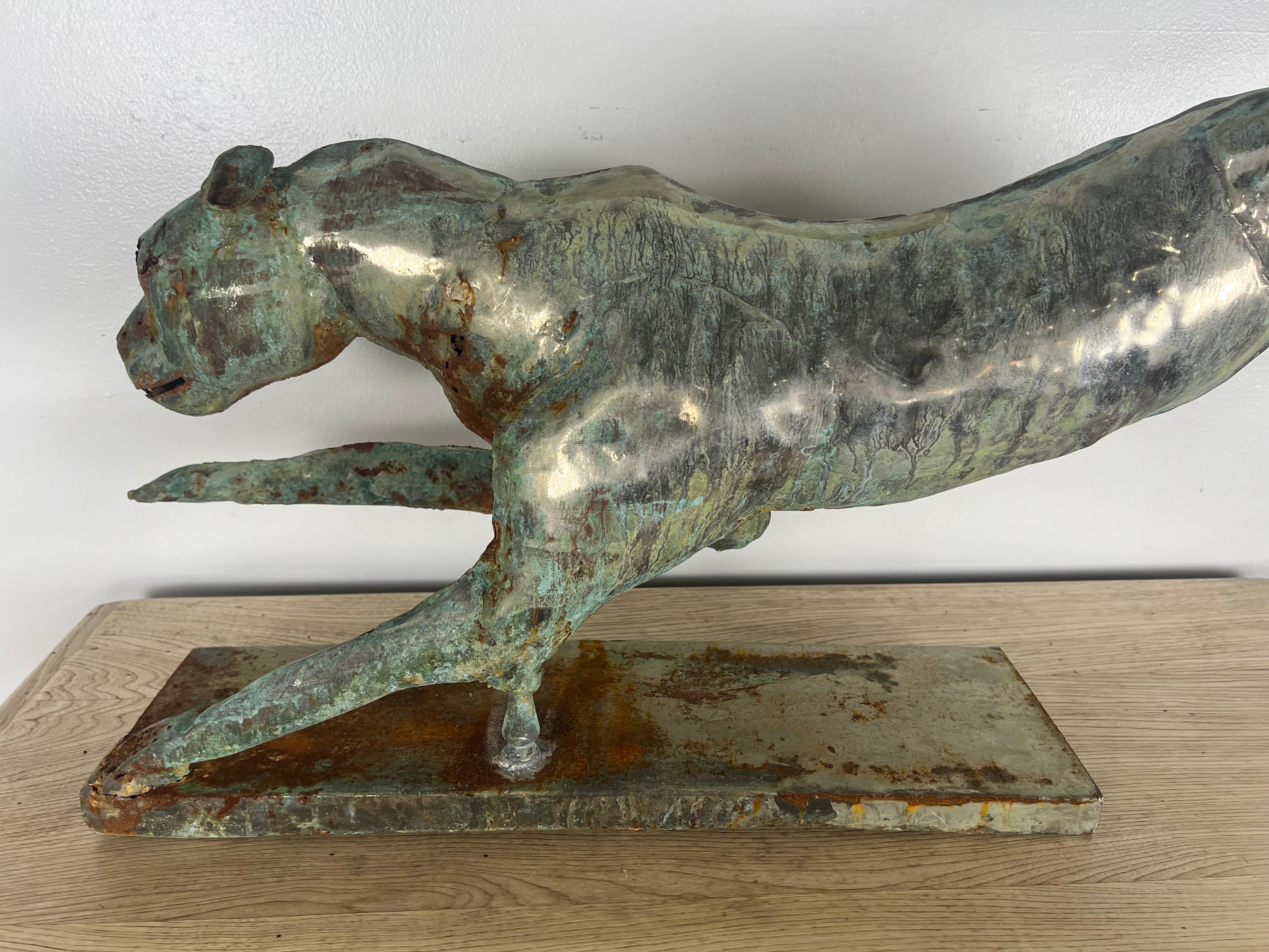 Other Early 20th C. Copper Finished Cheetah on Base