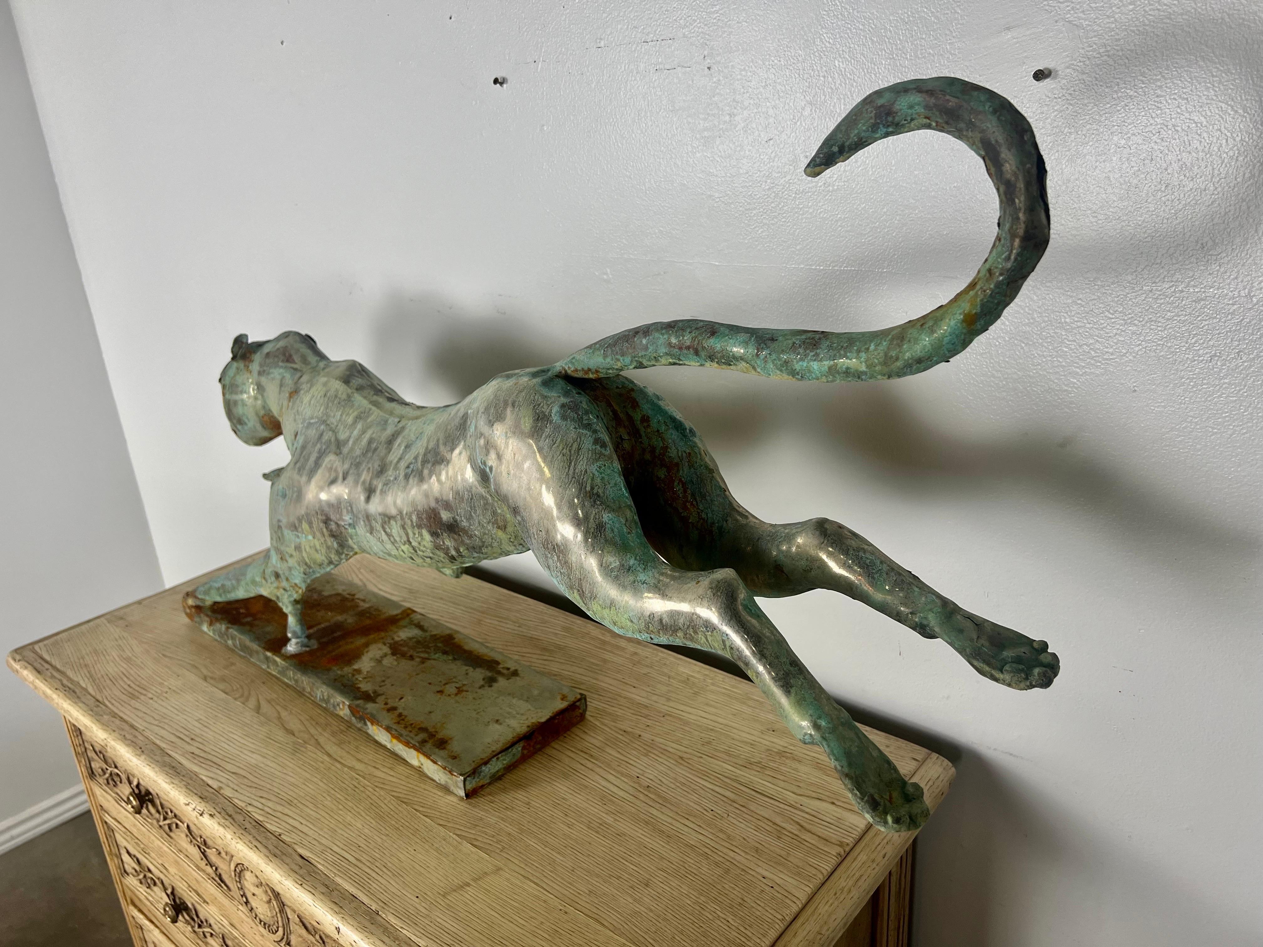 Unknown Early 20th C. Copper Finished Cheetah on Base