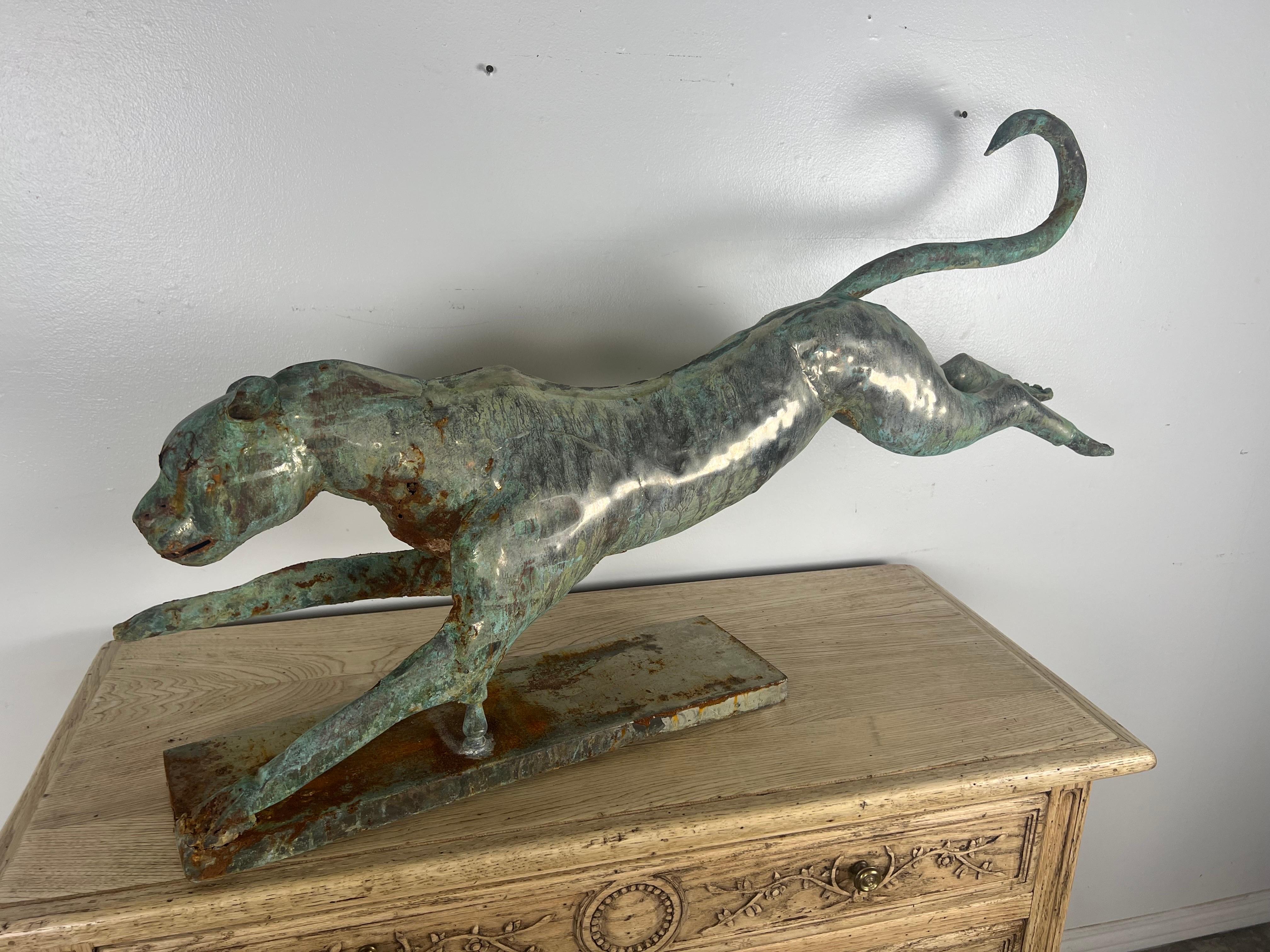 Early 20th C. Copper Finished Cheetah on Base 1