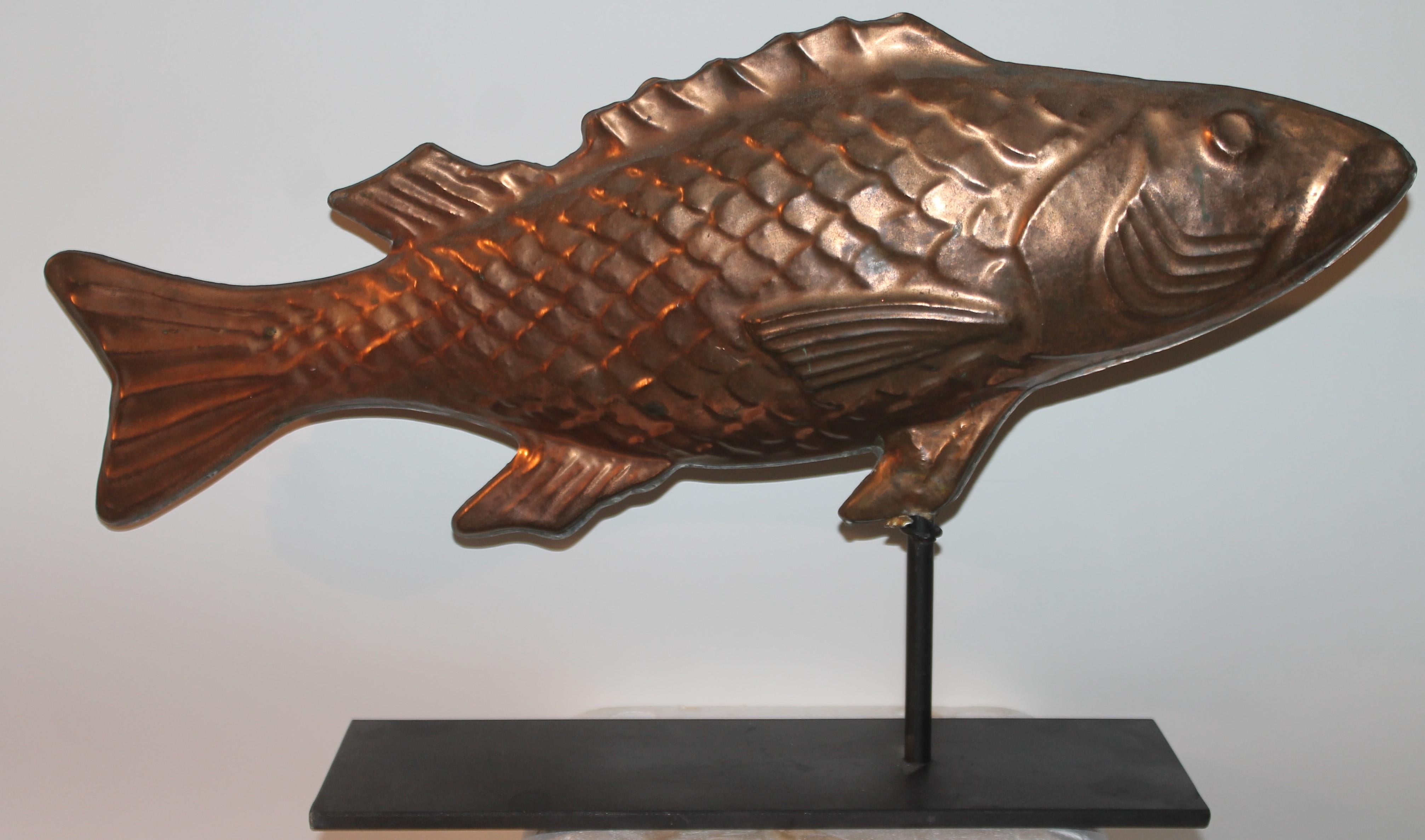 American Early 20th C Copper Fish Weathervane For Sale