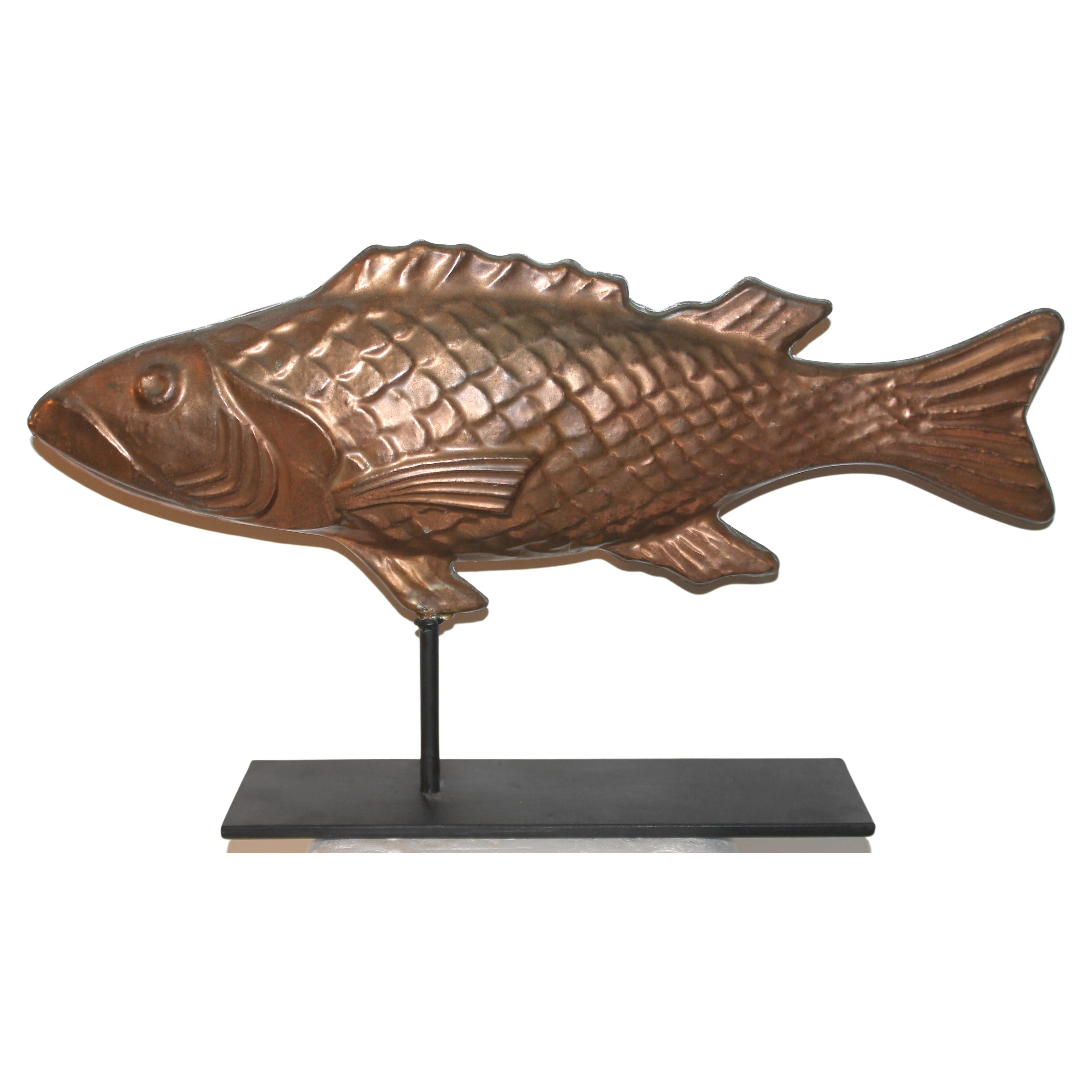 A.C.I.C. Girouette à poisson en cuivre du début du 20e siècle