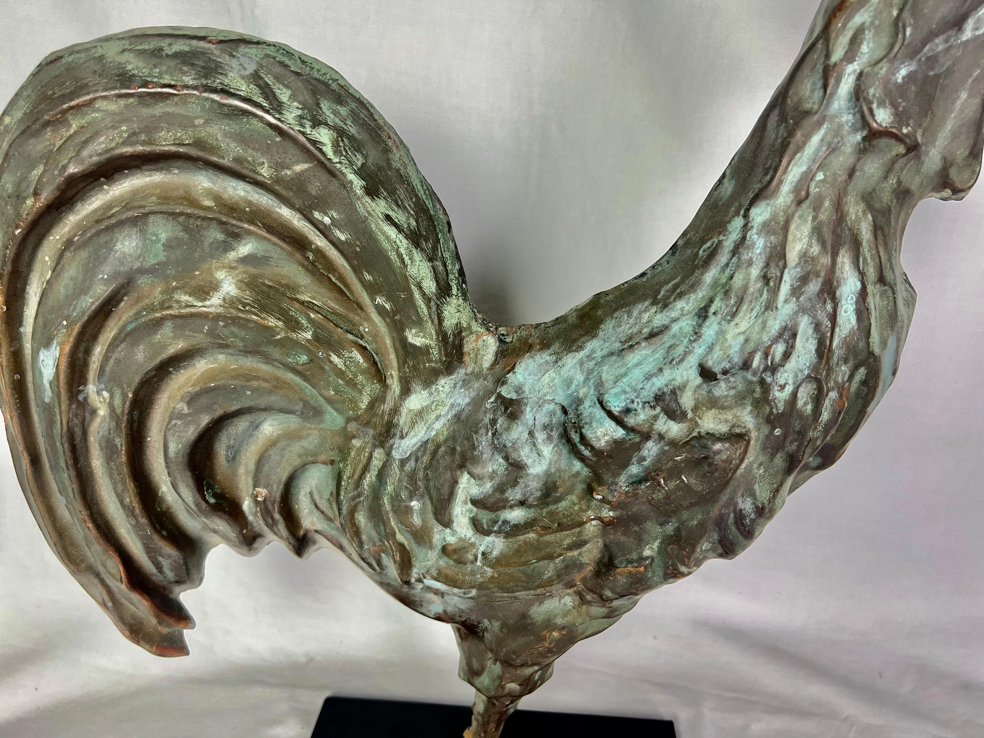 American Early 20th C. Copper Rooster on Iron Base For Sale