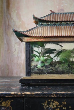 Early 20th C Country House Architectural Model Ebonised & Gilt Pagoda Terrarium