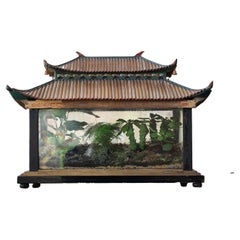 Antique Early 20th C Country House Architectural Model Ebonised & Gilt Pagoda Terrarium 