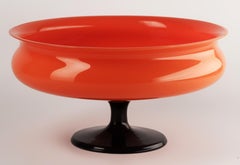 Early 20th C. Czech  Footed/Cased Glazed Art Glass Tango Powolny-Like Red Bowl