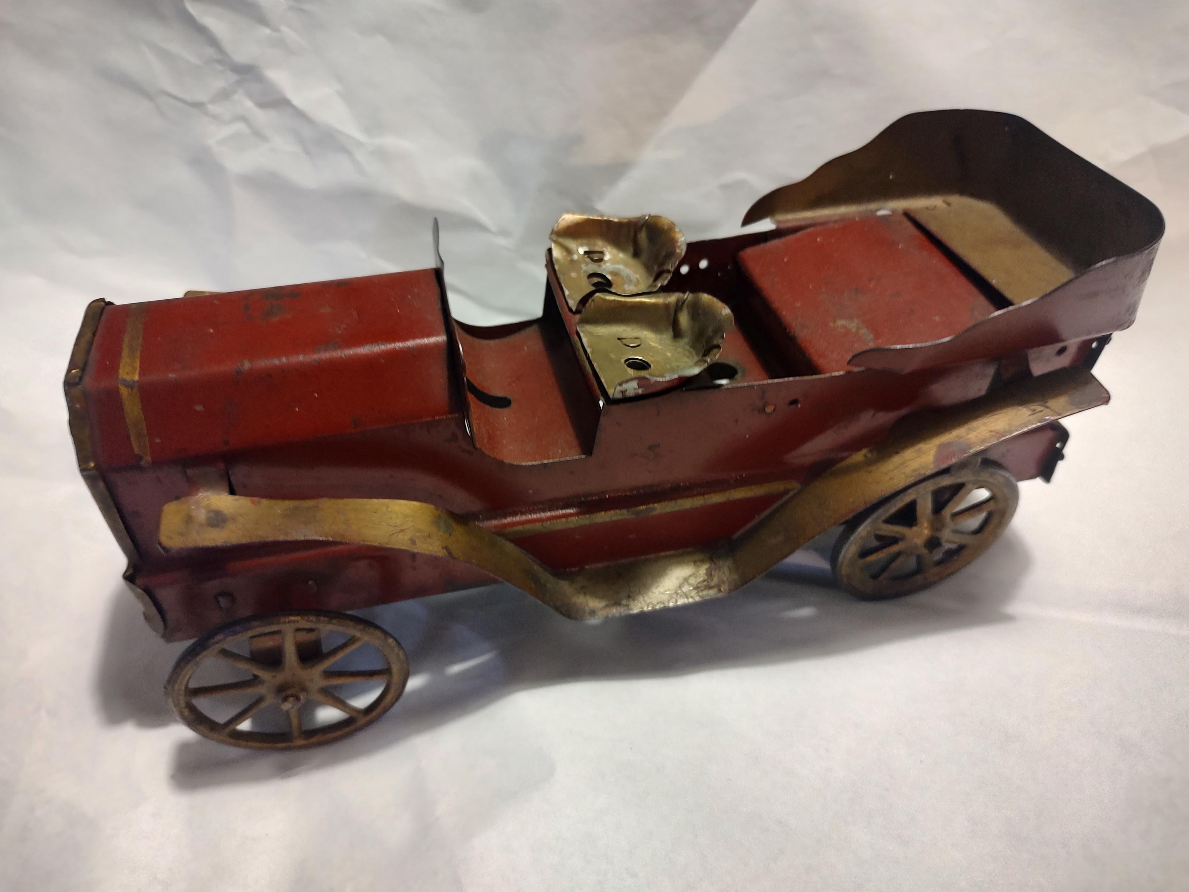 Early 20th C Dayton Hill Climber Open Touring Car with 2 Figures For Sale 2
