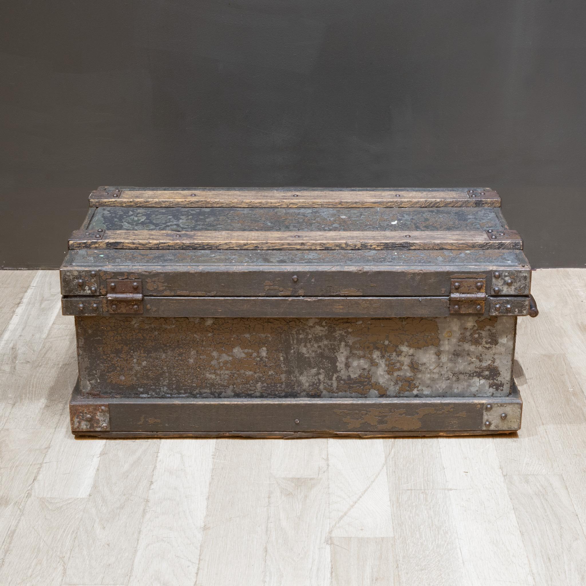 Cast Early 20th c. Distressed Metal Chest c.1930 For Sale