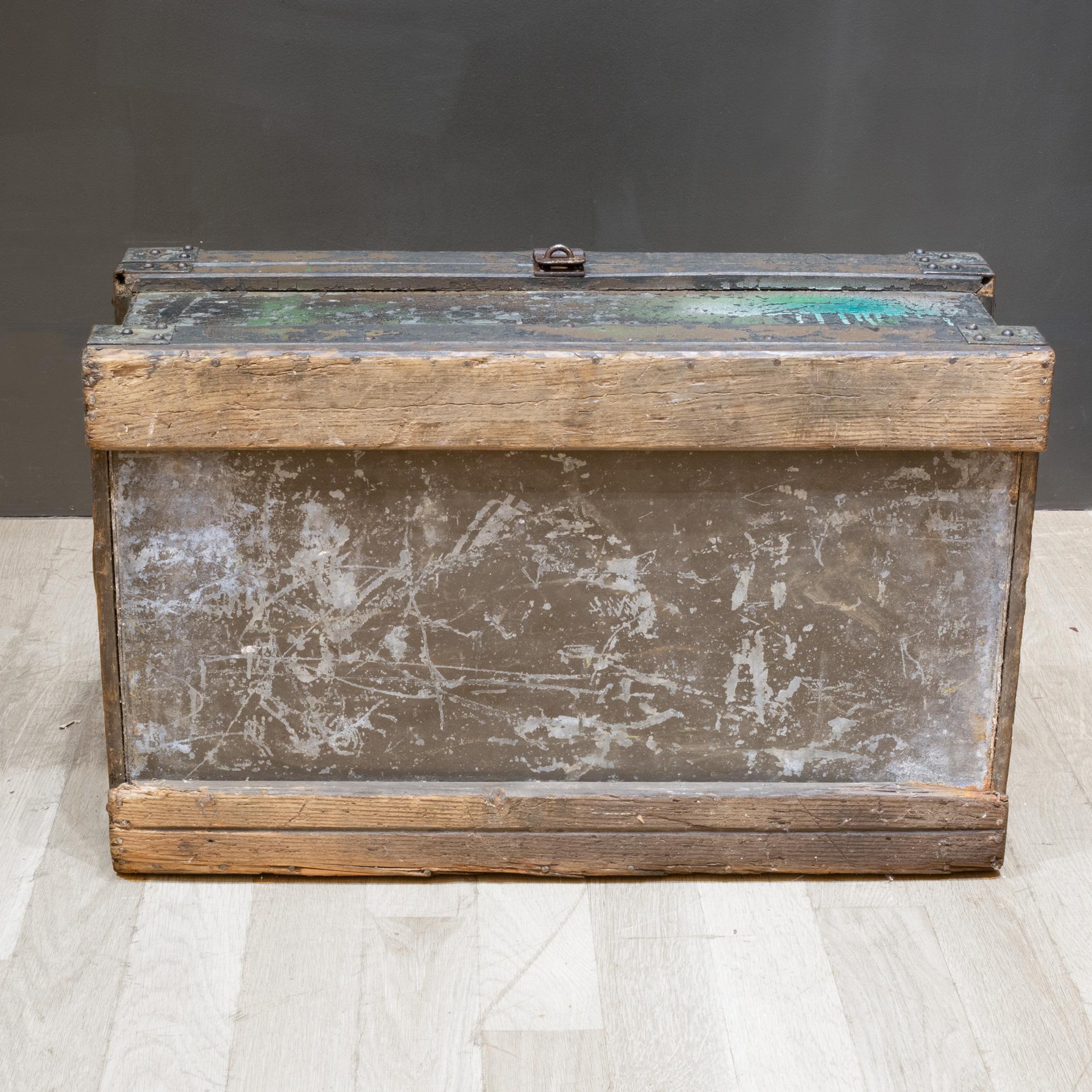 Early 20th c. Distressed Metal Chest c.1930 For Sale 2