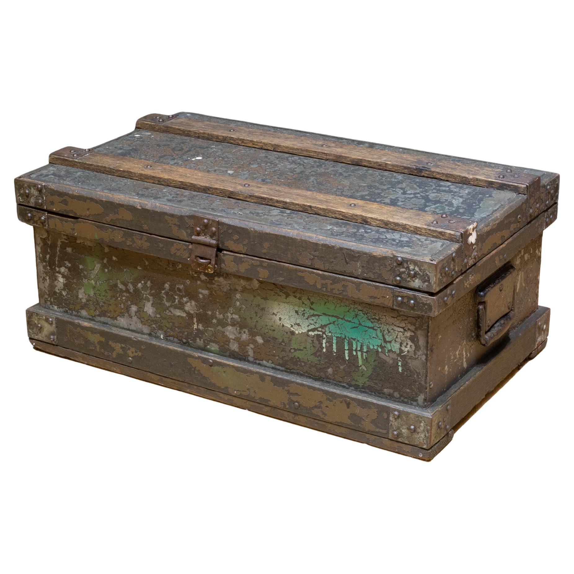 Early 20th c. Distressed Metal Chest c.1930