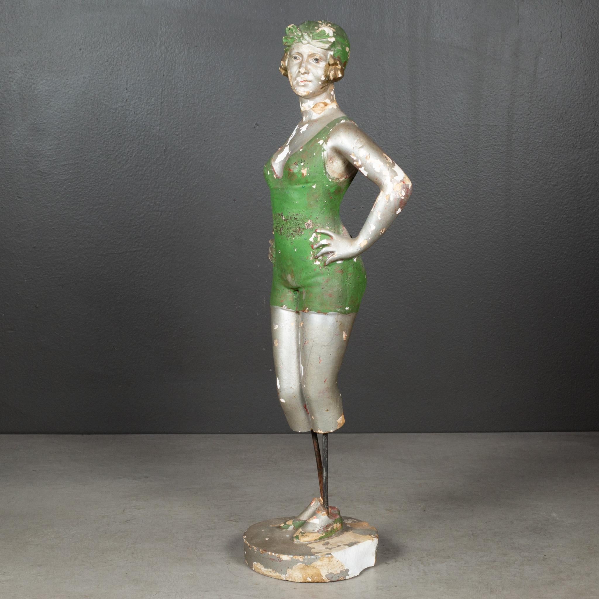 French Provincial Early 20th Century Distressed Plaster Statue, circa 1920-1940