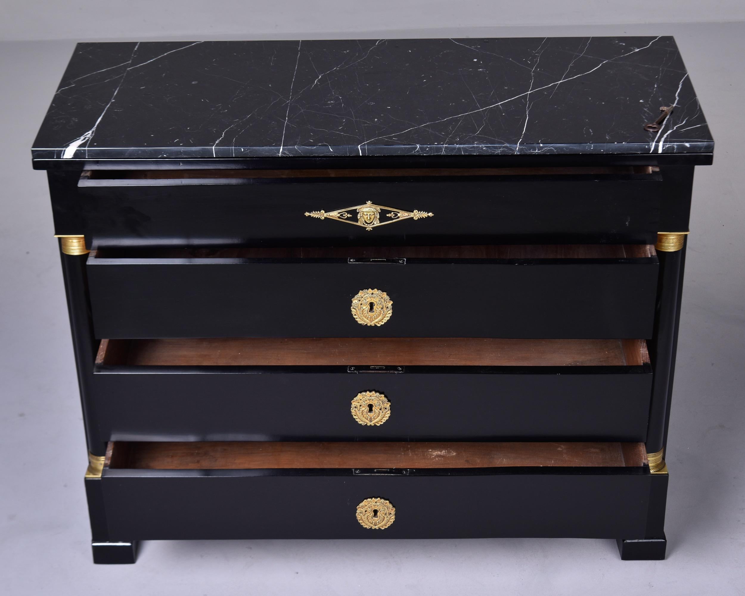 French Early 20th C Ebonised Mahogany Empire Style Chest of Drawers For Sale
