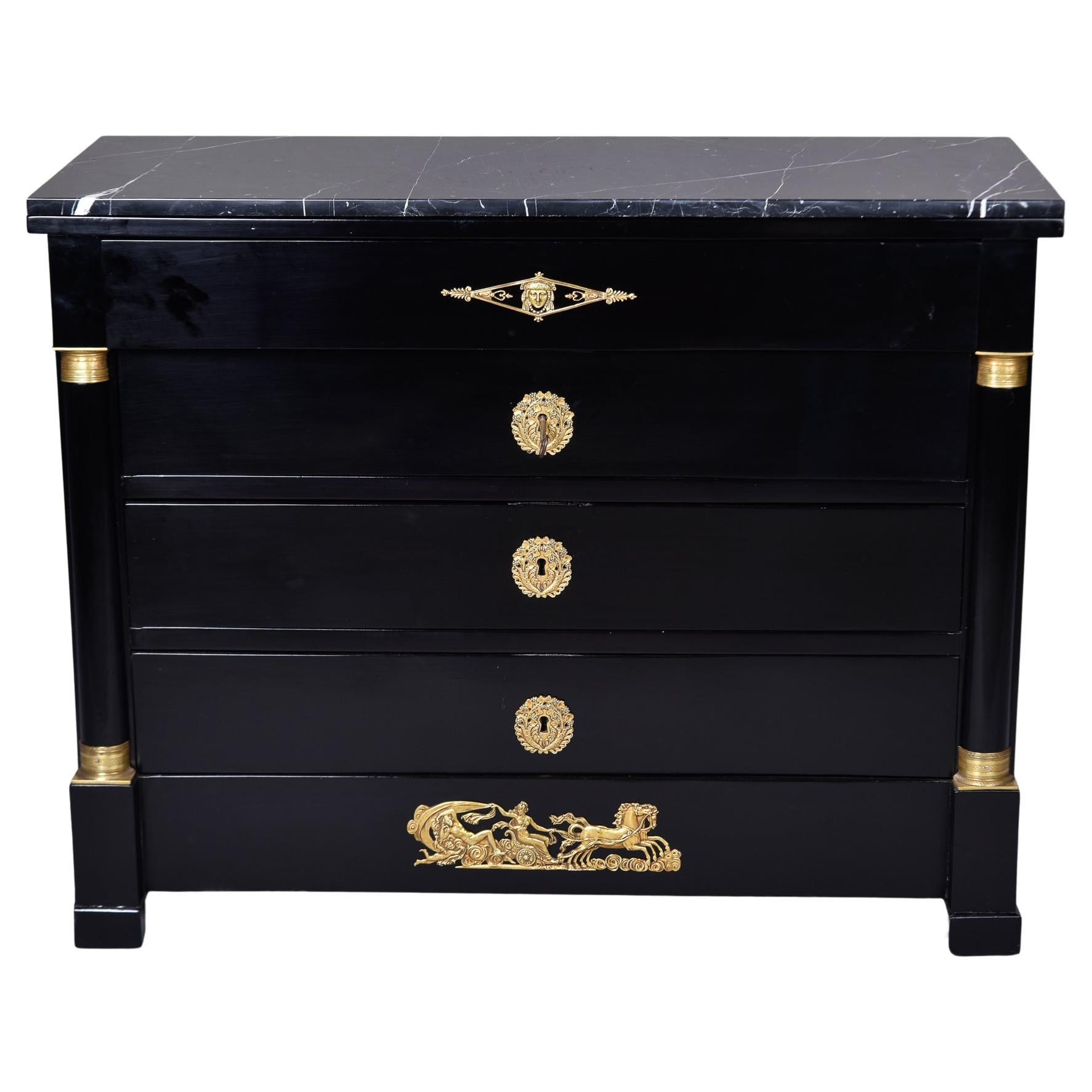 Early 20th C Ebonised Mahogany Empire Style Chest of Drawers