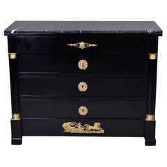 Early 20th C Ebonised Mahogany Empire Style Chest of Drawers