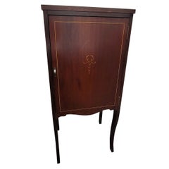 Early 20th C. Edwardian Mahogany Marquetry Satinwood Inlaid Sheet Music Cabinet