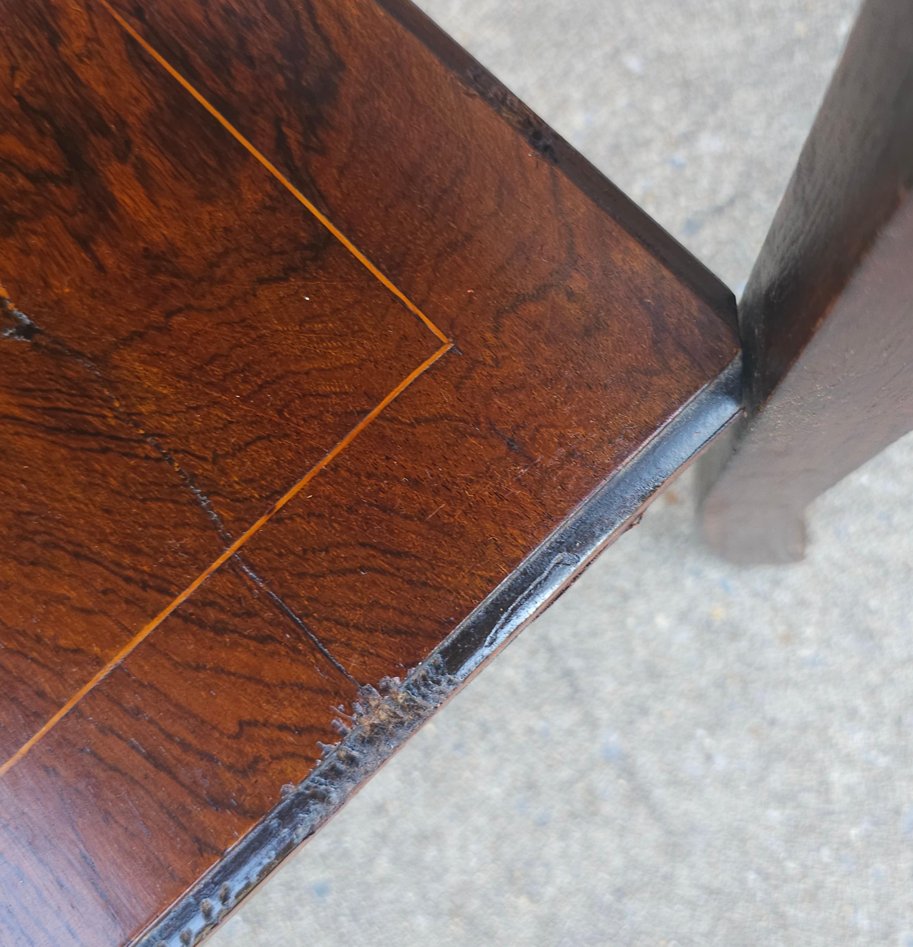 Early 20th C. Edwardian Rosewood Marquetry Inlaid  Side Table For Sale 4