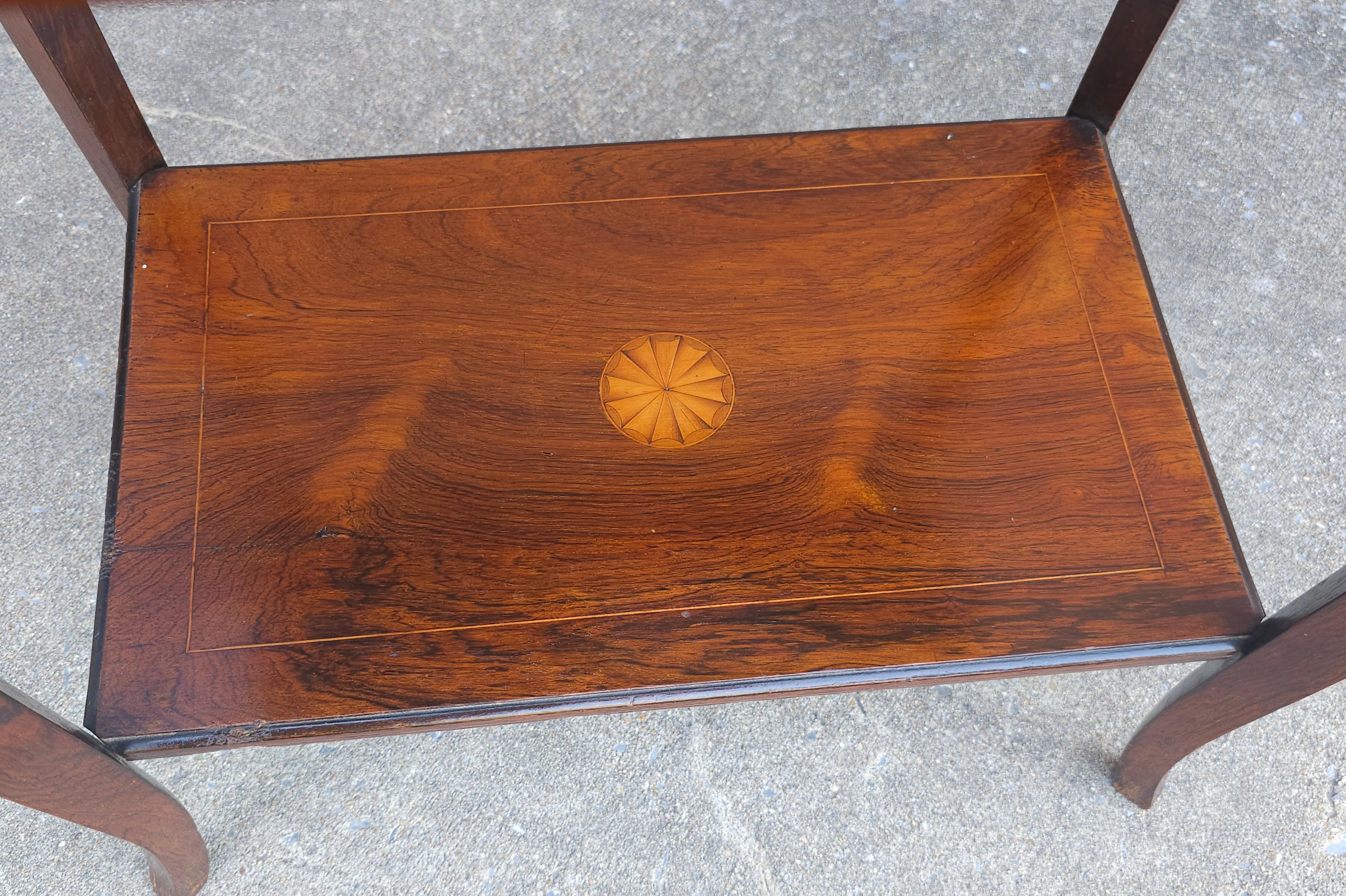 Early 20th C. Edwardian Rosewood Marquetry Inlaid  Side Table For Sale 1
