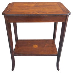 Antique Early 20th C. Edwardian Rosewood Marquetry Inlaid  Side Table