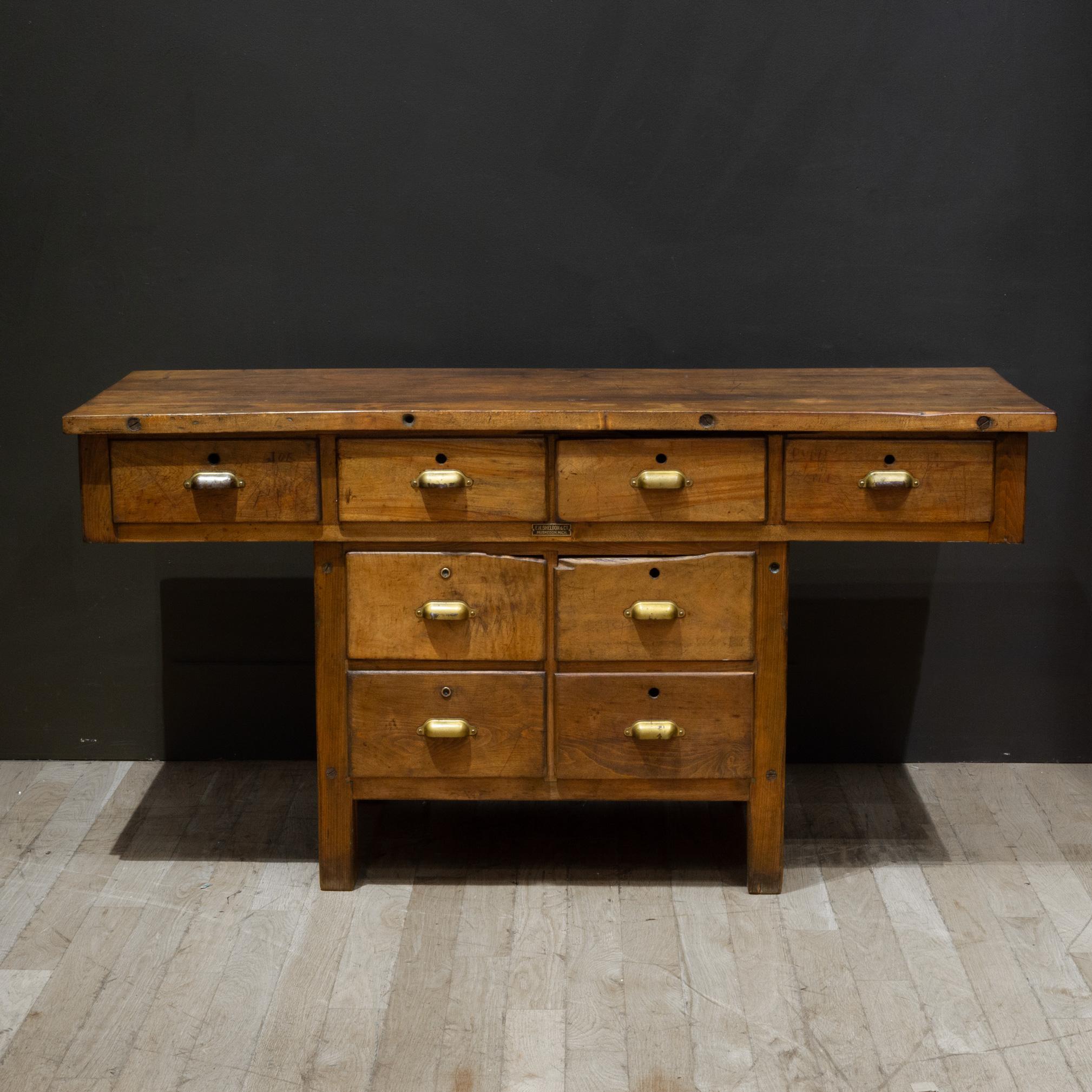 Early 20th c. E.H. Sheldon Industrial Science Class Lab Workbench c.1920 4