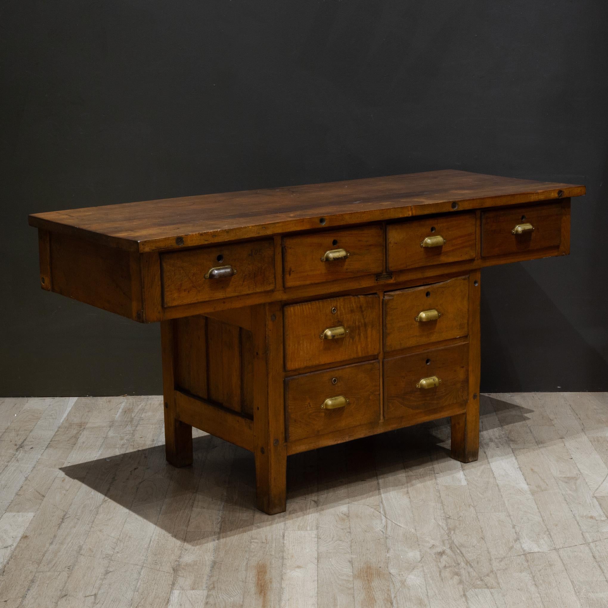 American Early 20th c. E.H. Sheldon Industrial Science Class Lab Workbench c.1920