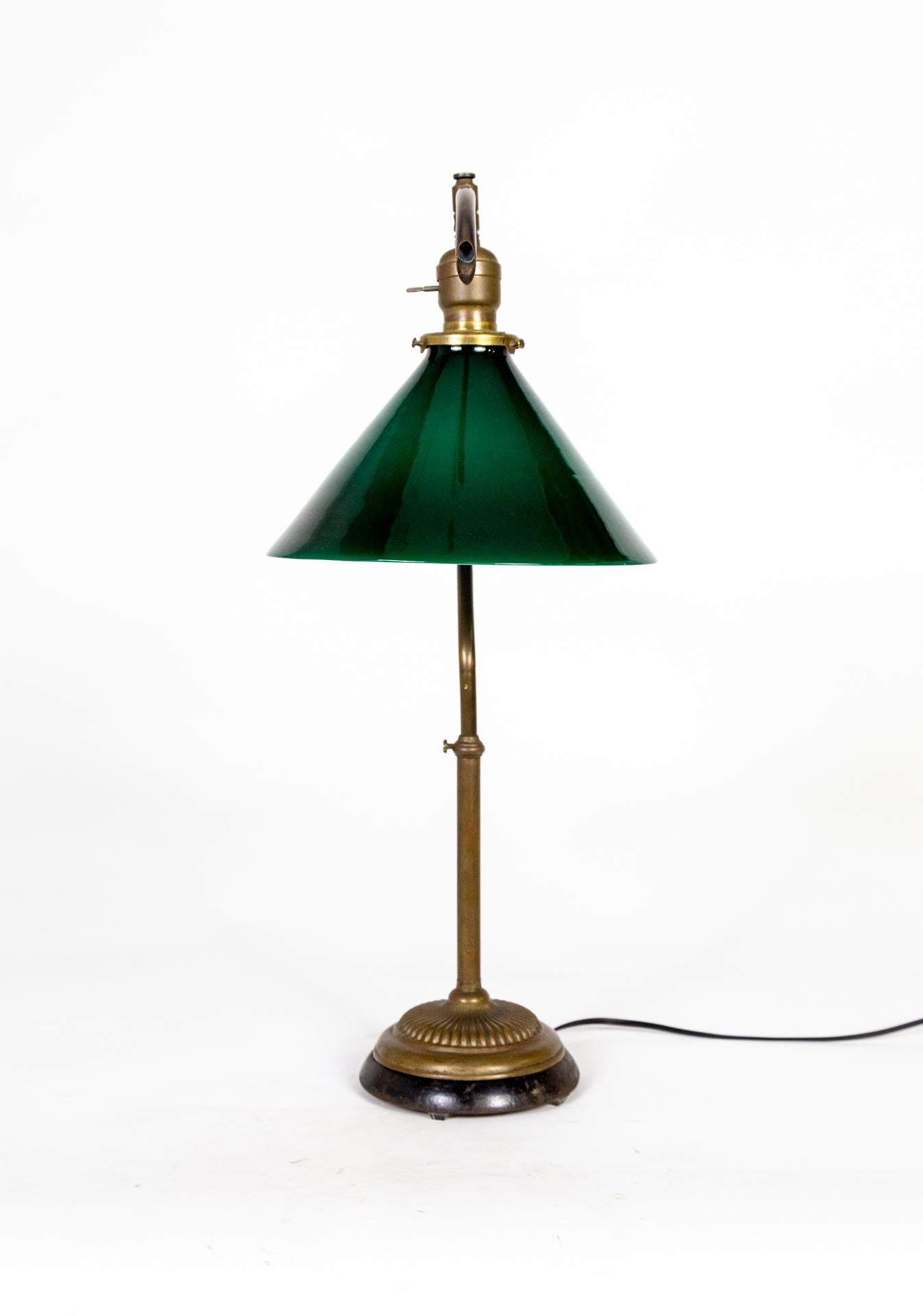 Early 20th C. Emeralite Goose Neck Office Lamp In Good Condition In San Francisco, CA