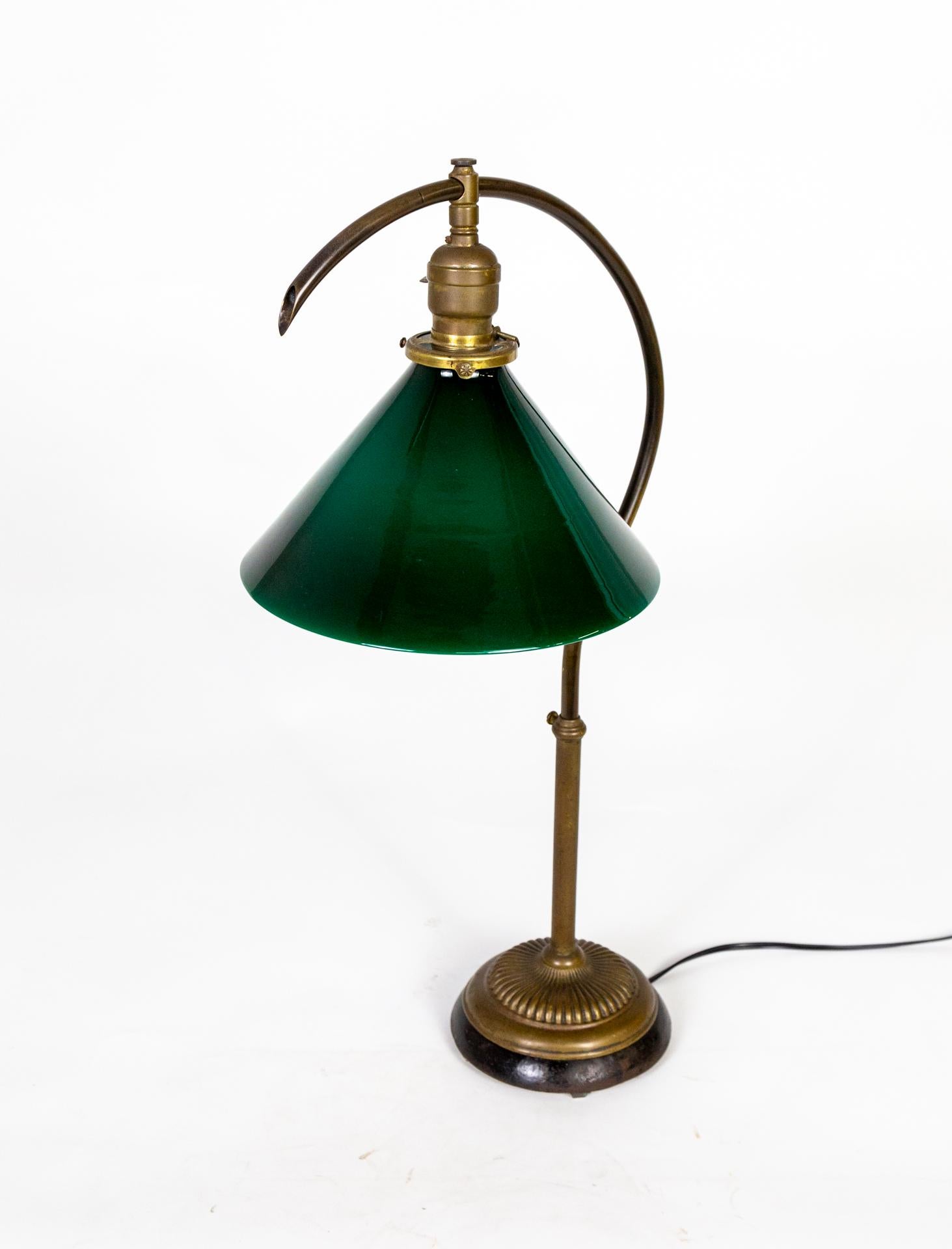 Early 20th Century Early 20th C. Emeralite Goose Neck Office Lamp