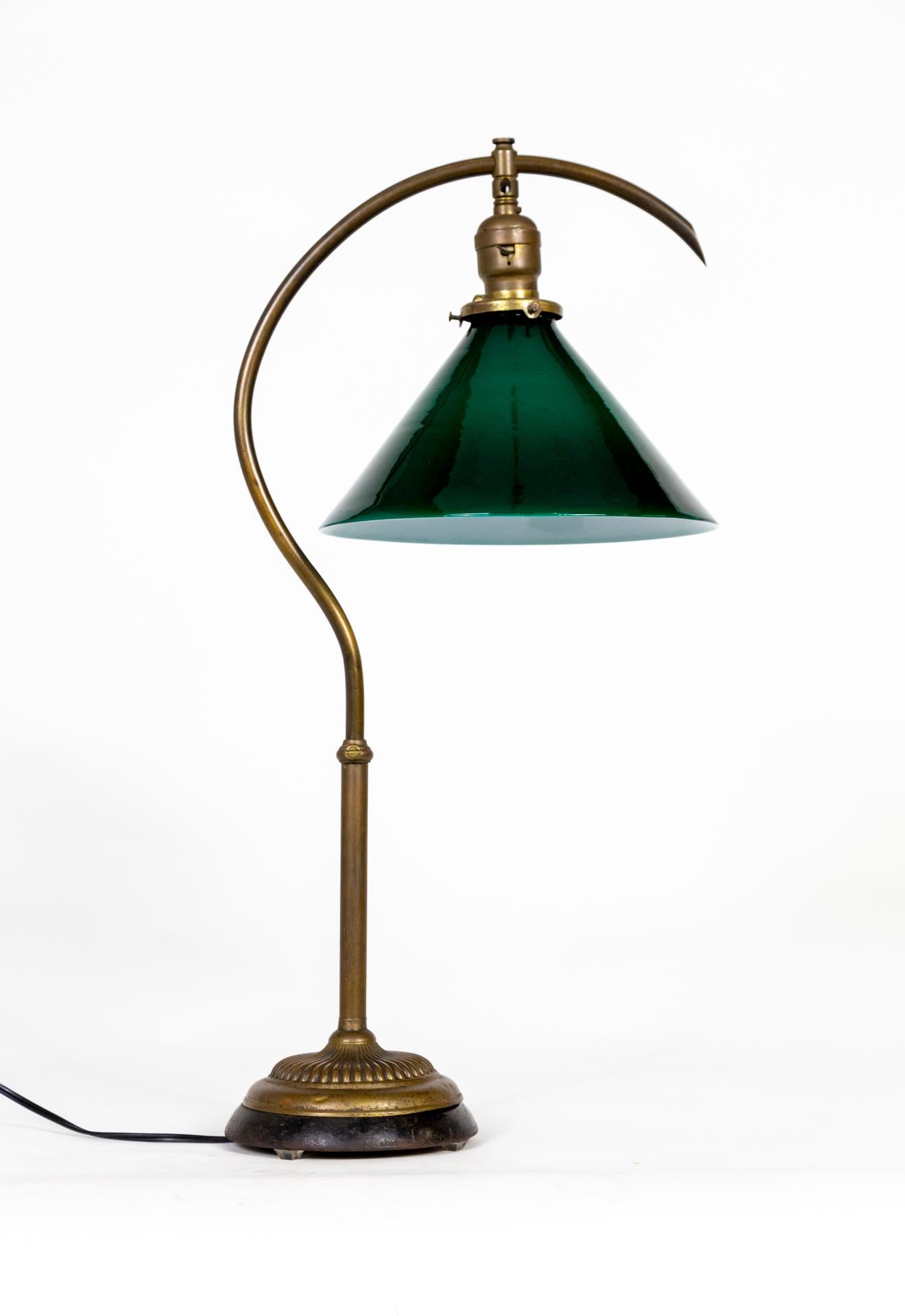 Metal Early 20th C. Emeralite Goose Neck Office Lamp