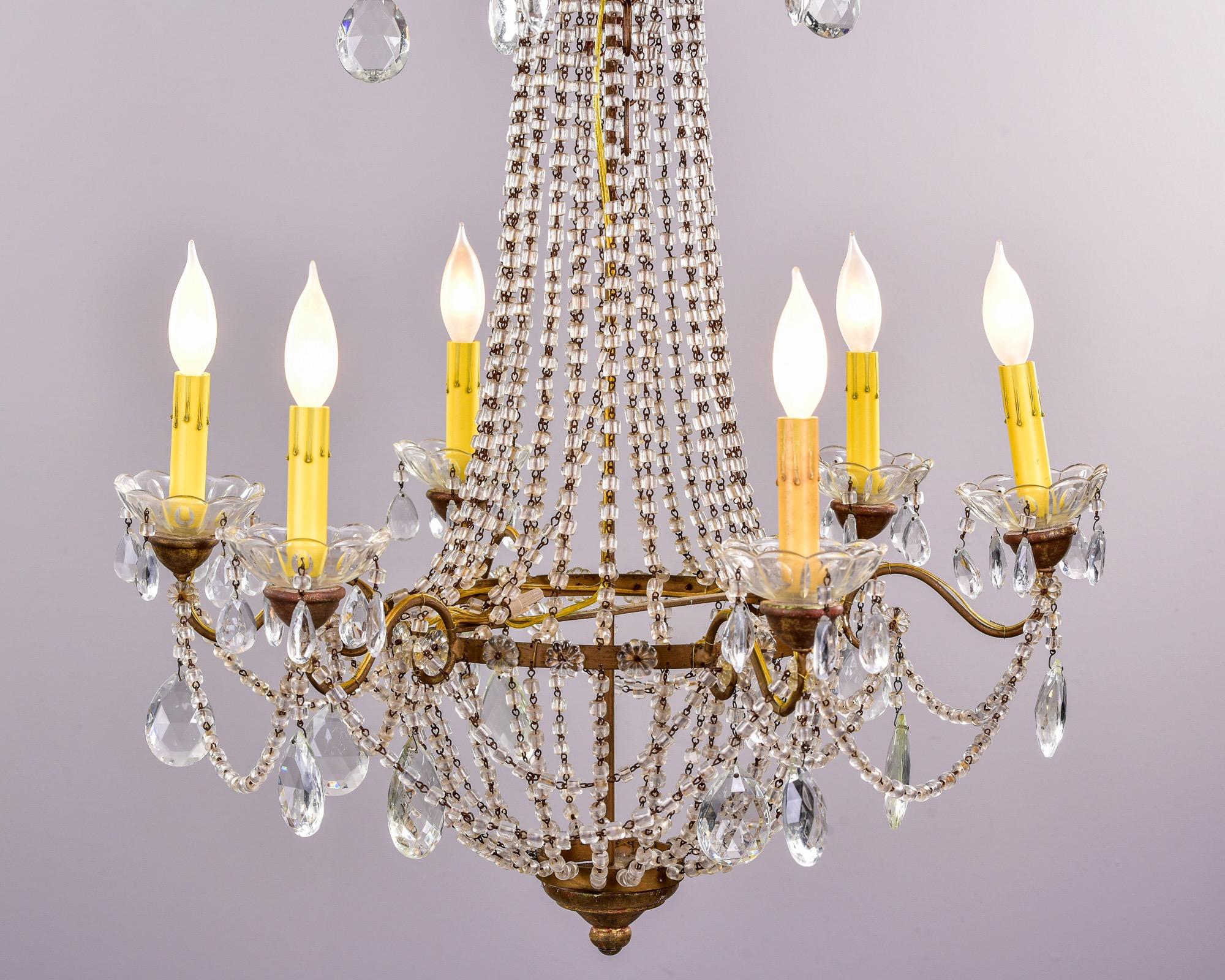 Early 20th C Empire Style Six Light Chandelier For Sale 4