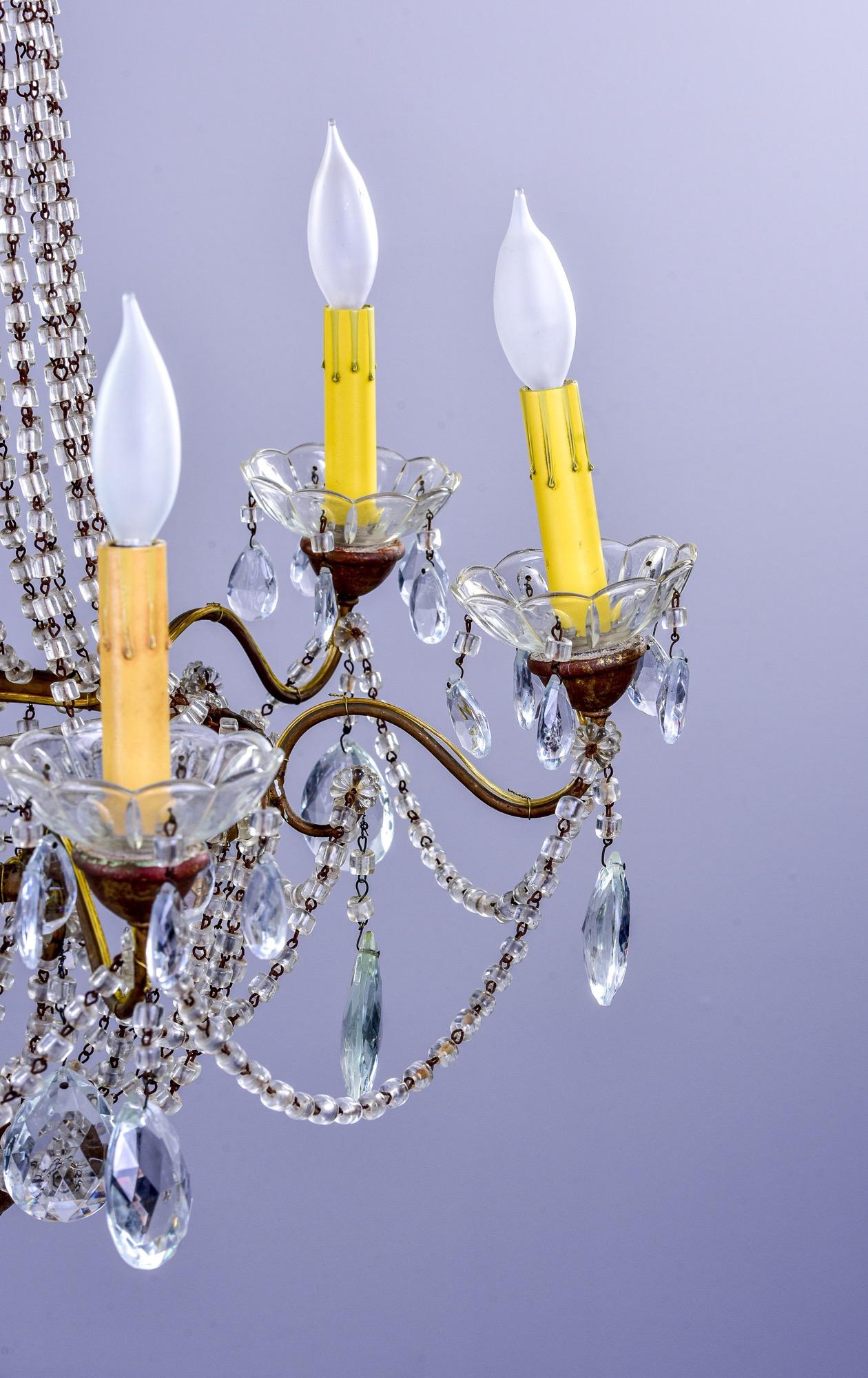 Early 20th C Empire Style Six Light Chandelier In Good Condition For Sale In Troy, MI