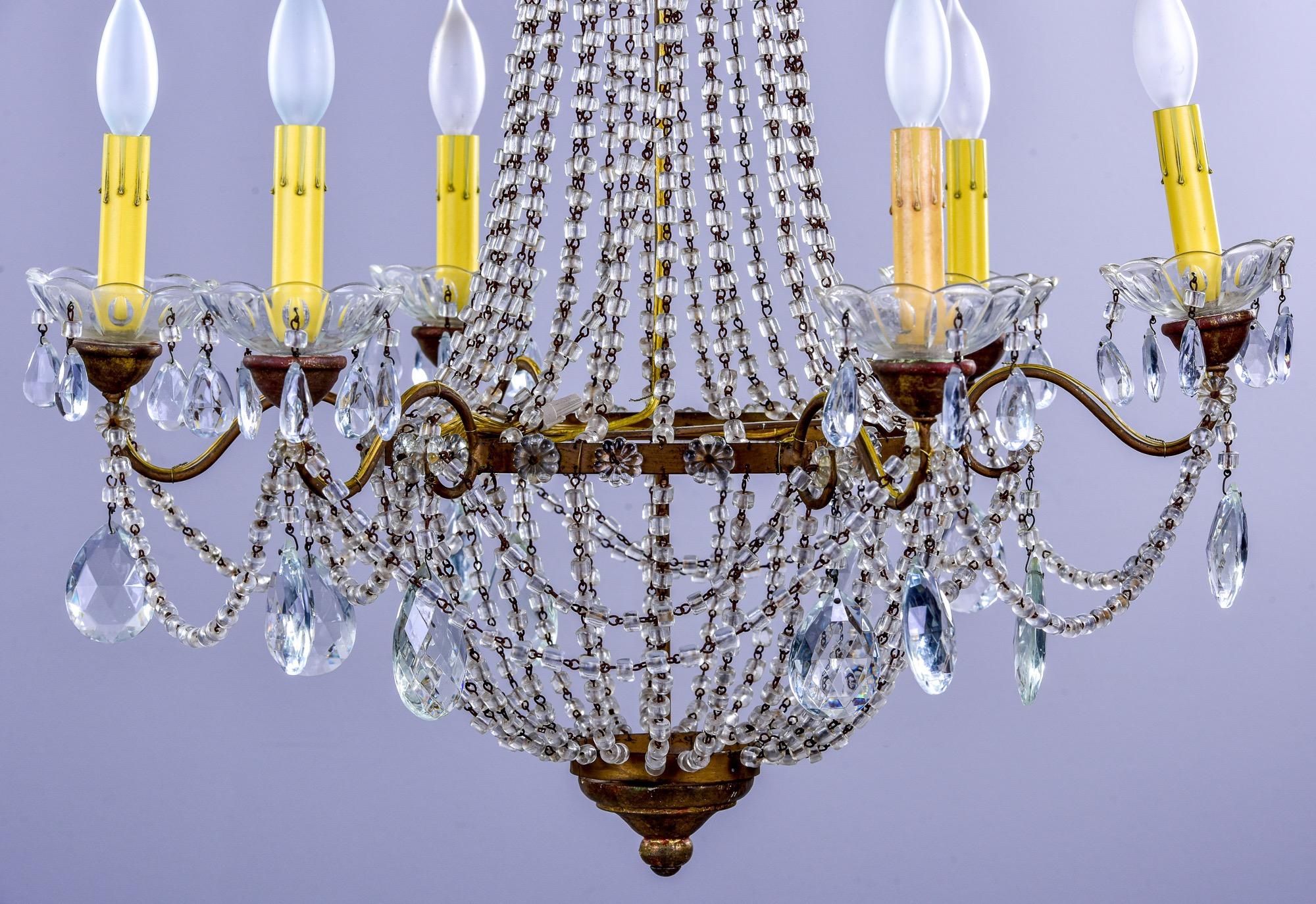 20th Century Early 20th C Empire Style Six Light Chandelier For Sale