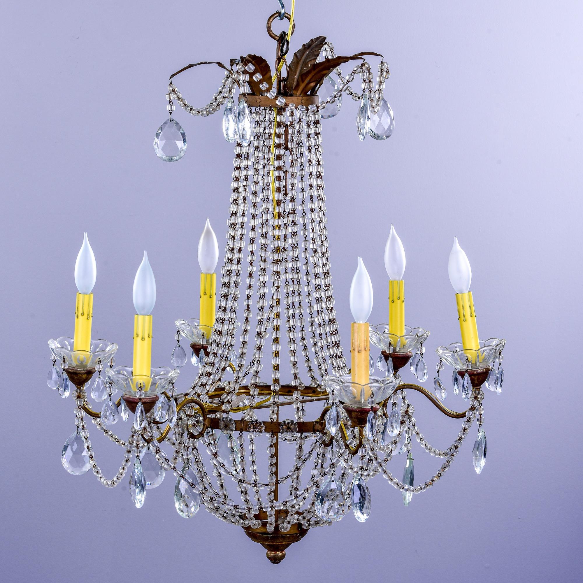 Early 20th C Empire Style Six Light Chandelier For Sale 2