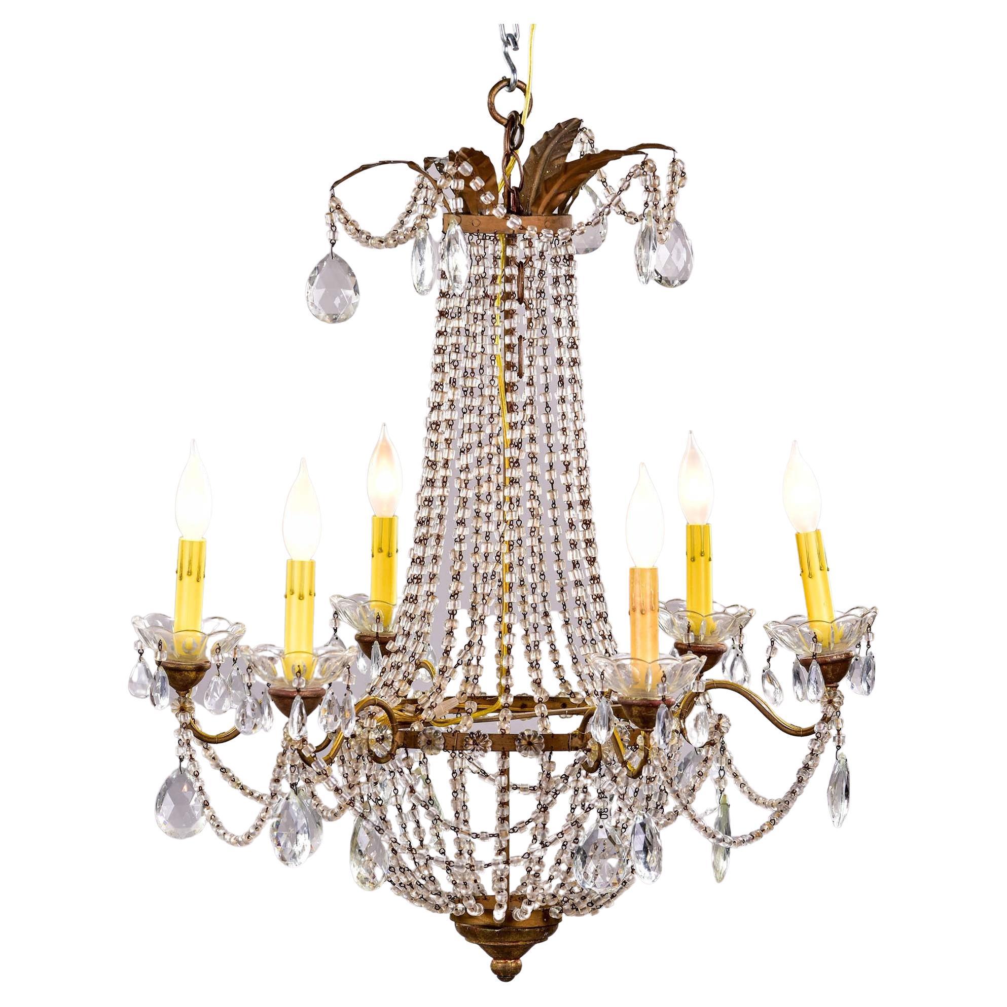 Lustre à Six Lumières de Style Empire du Début du 20e Siècle en vente