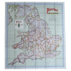 Principios del s. XX Inglaterra y Gales Perrier Motor Map c.1910