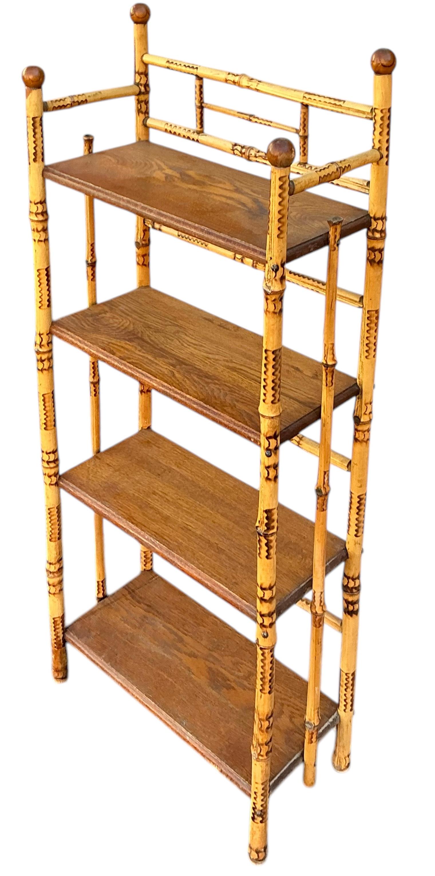 Early 20th-C. English Aesthetic Movement Bamboo Shelf / Etagere In Good Condition In Kennesaw, GA
