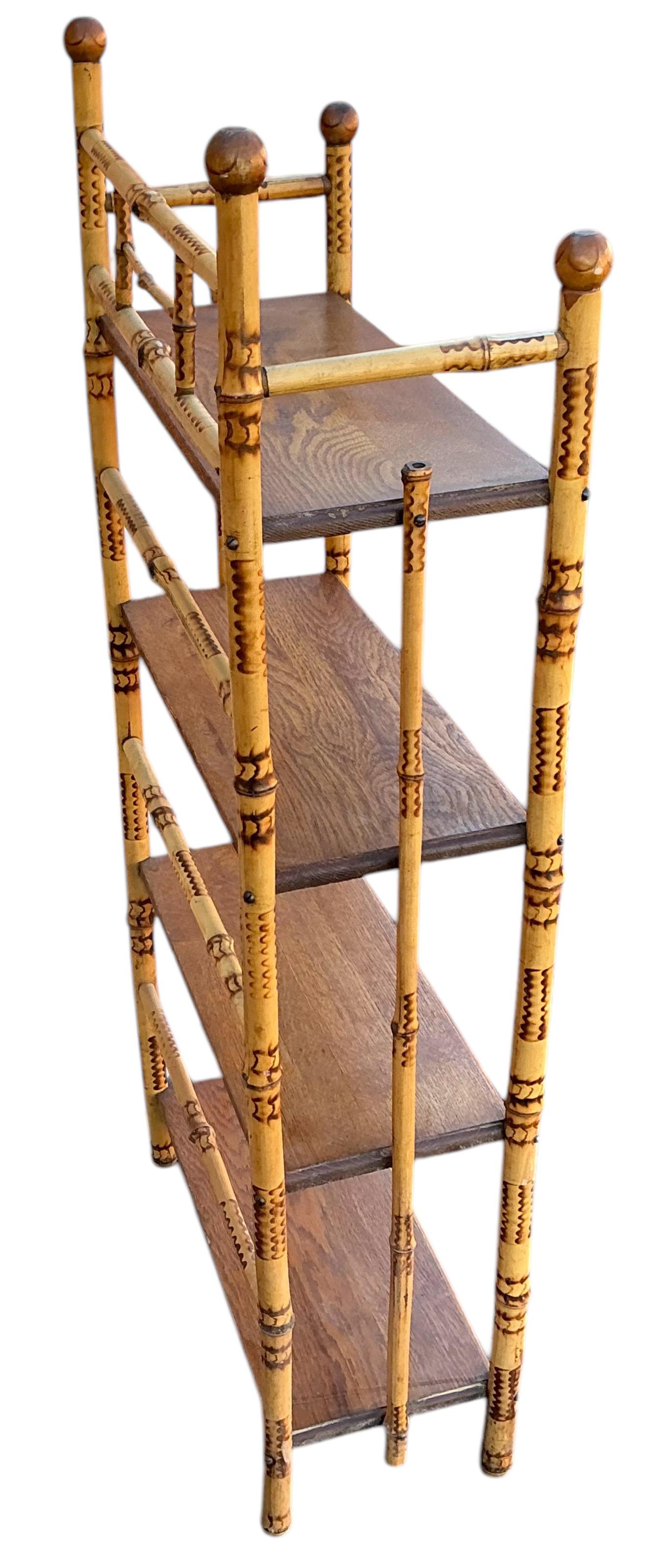 20th Century Early 20th-C. English Aesthetic Movement Bamboo Shelf / Etagere