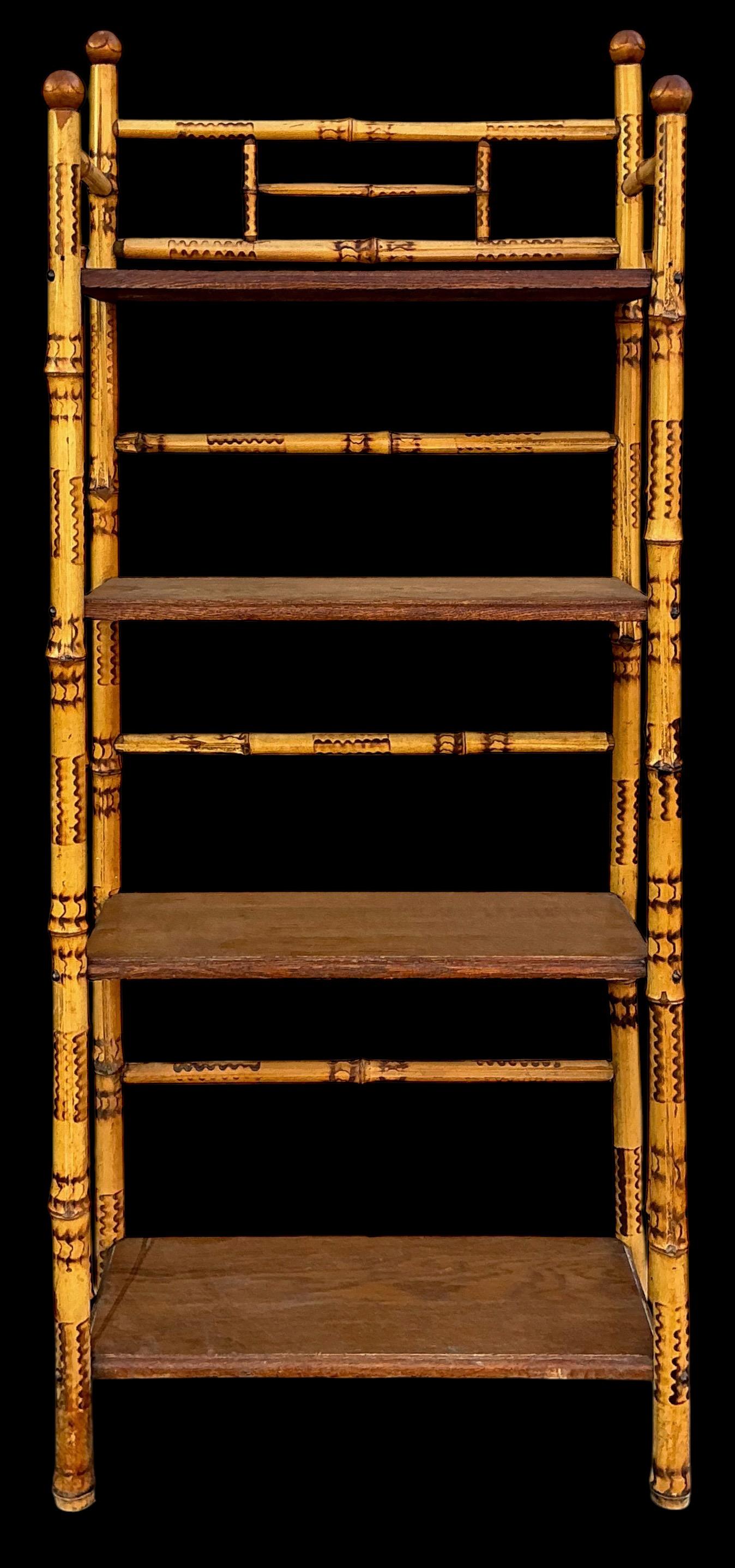Early 20th-C. English Aesthetic Movement Bamboo Shelf / Etagere 1