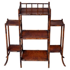Early 20th C English Bamboo Etagere Plant Display Stand