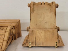 Early 20th-C. English Carved Pine Wall Brackets / Shelves -Pair