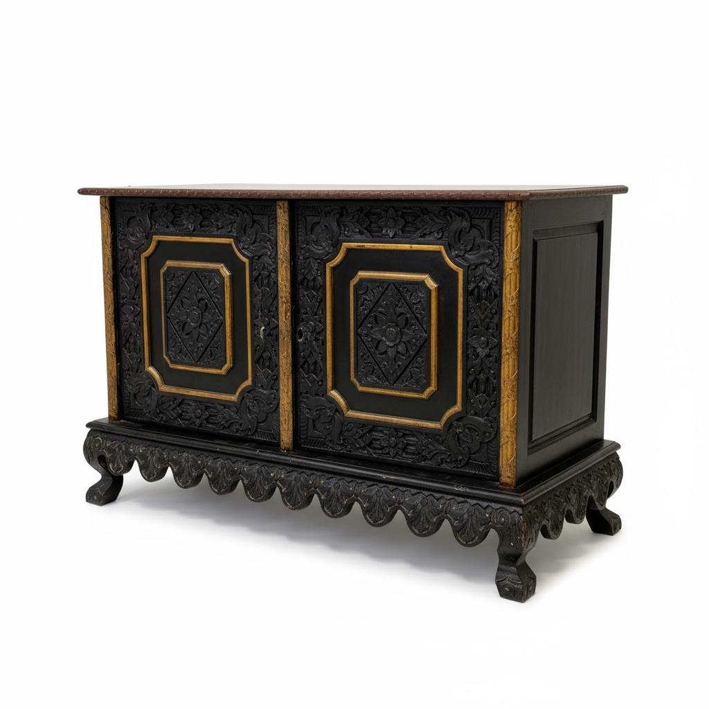 Anfang 20. Englisch geschnitztes Teakholz Anglo-Indische Schränke oder Beistelltische - Paar (20. Jahrhundert) im Angebot