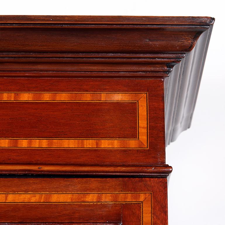 Wood Early 20th C. English Inlaid Mahogany Bureau Bookcase For Sale